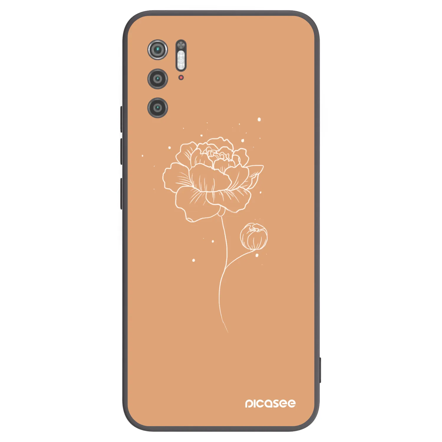 Picasee Μαύρη θήκη σιλικόνης για Xiaomi Poco M3 Pro 5G - Peonies