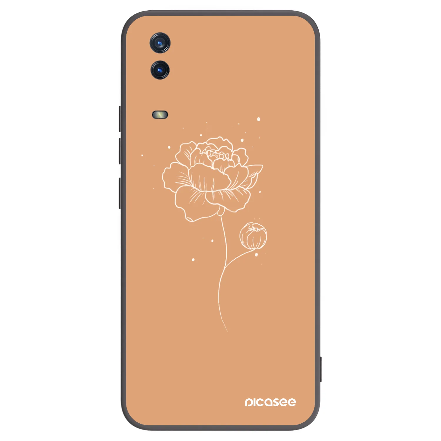 Picasee Μαύρη θήκη σιλικόνης για Vivo Y11s - Peonies