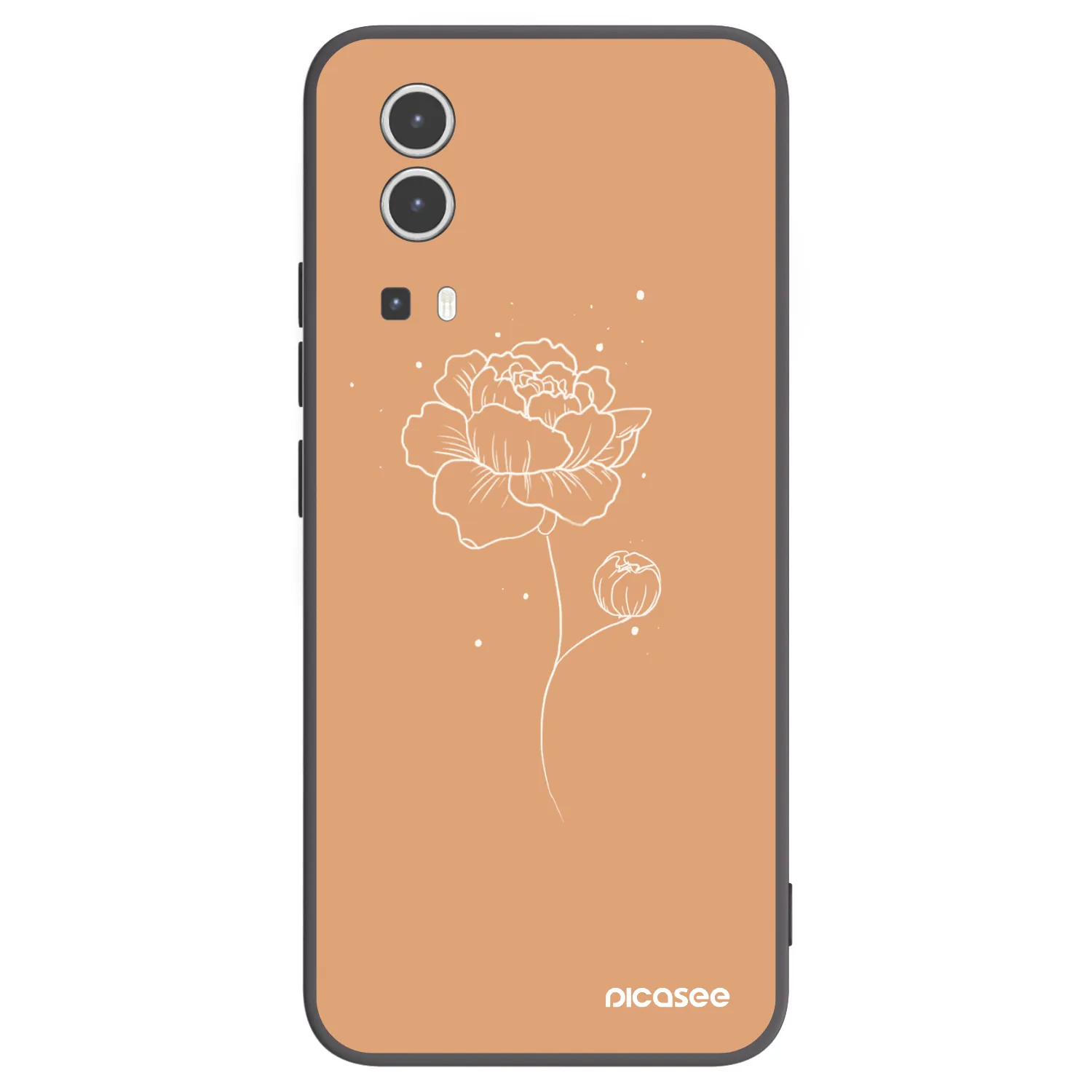 Picasee Μαύρη θήκη σιλικόνης για Vivo Y72 5G - Peonies