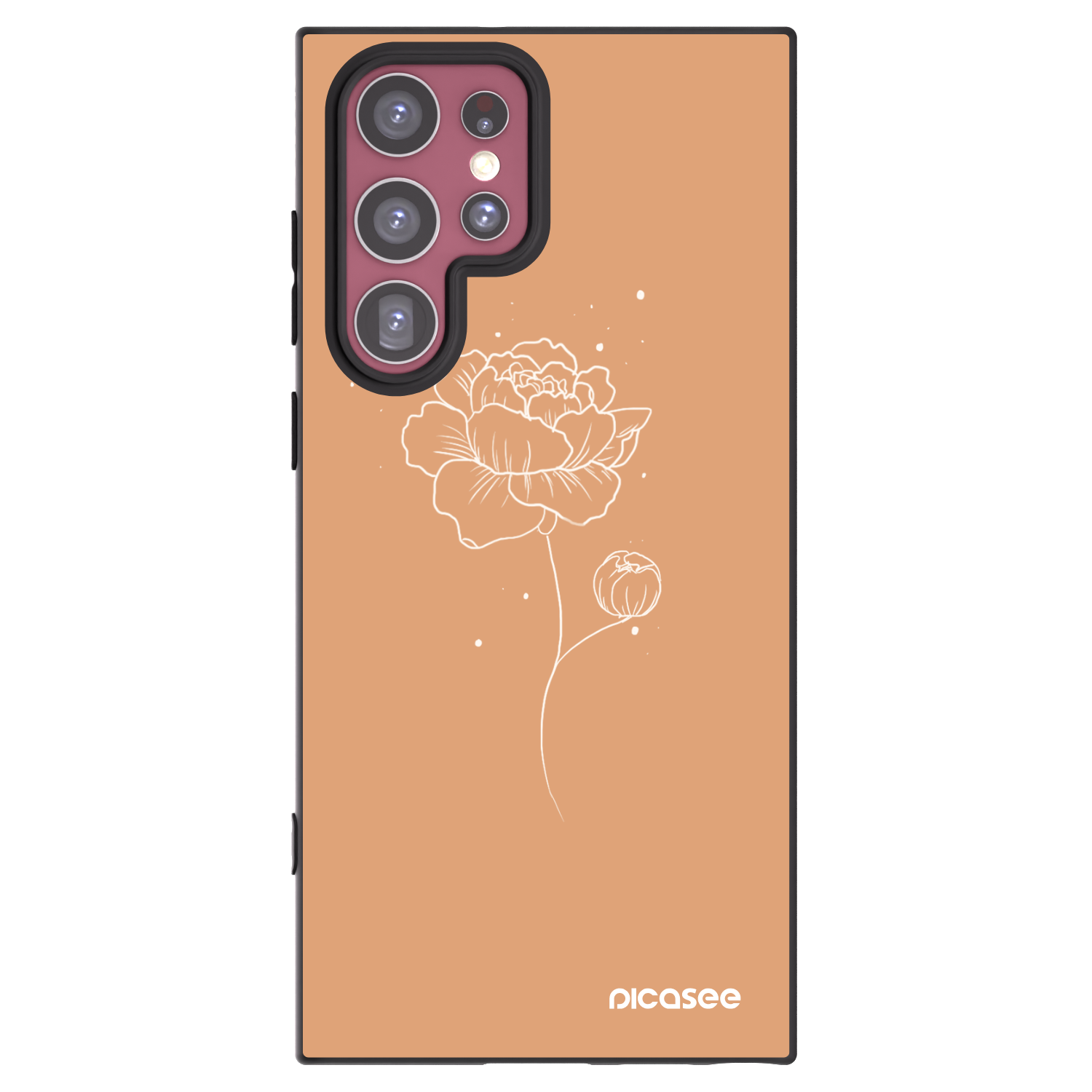 Picasee Μαύρη θήκη σιλικόνης για Samsung Galaxy S22 Ultra 5G - Peonies
