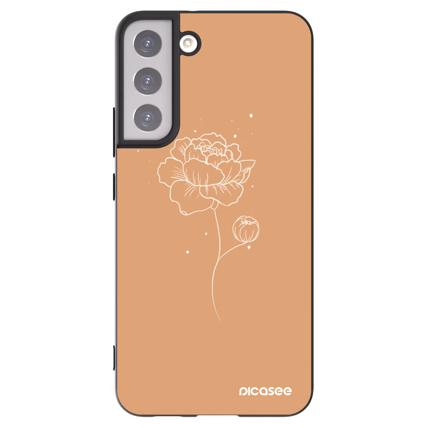 Picasee Μαύρη θήκη σιλικόνης για Samsung Galaxy S22+ 5G - Peonies