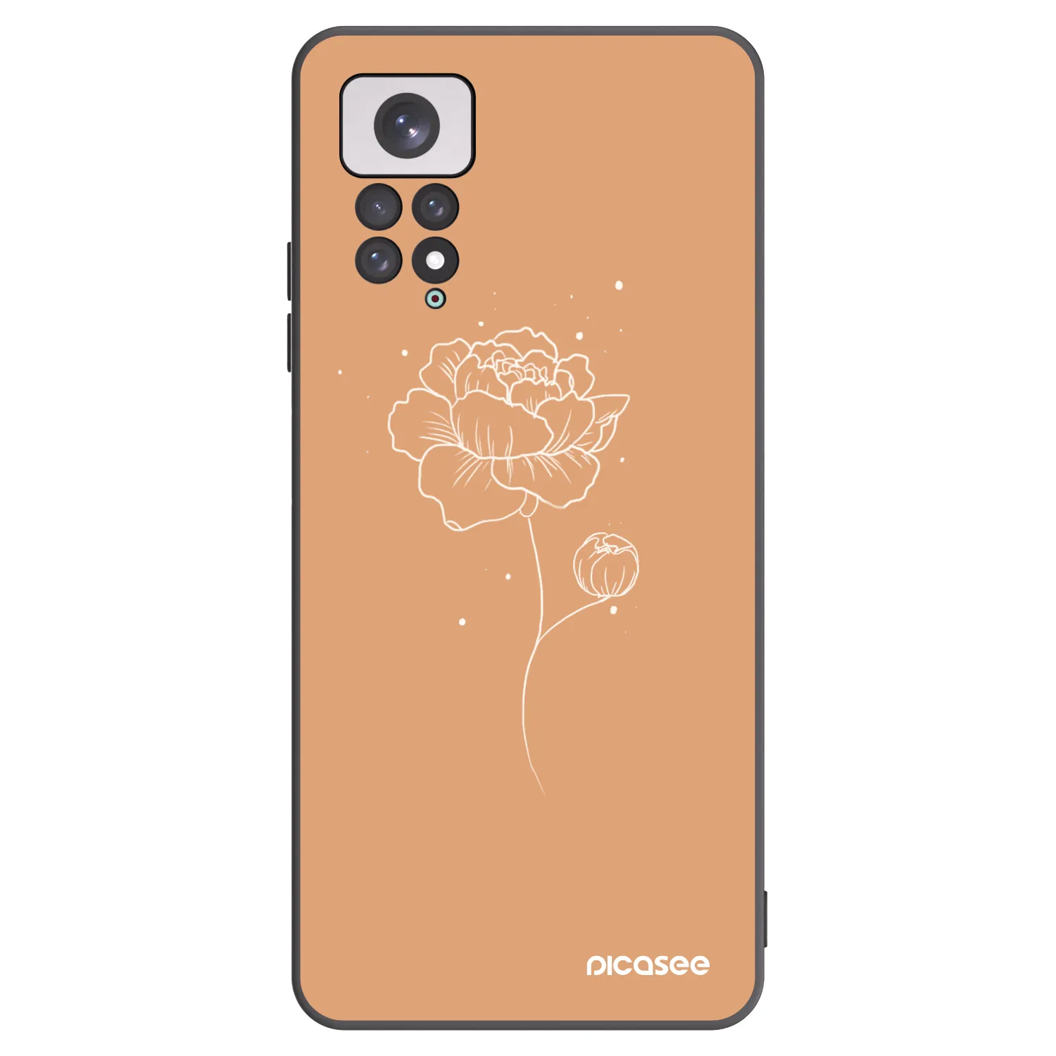 Picasee Μαύρη θήκη σιλικόνης για Xiaomi Redmi Note 11 - Peonies
