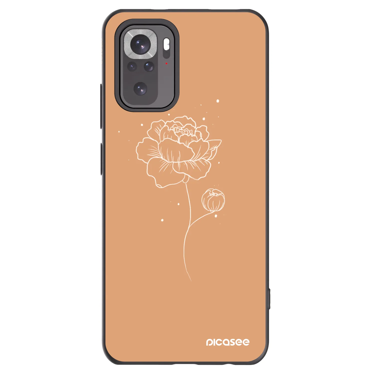 Picasee Μαύρη θήκη σιλικόνης για Xiaomi Redmi Note 11S 4G - Peonies