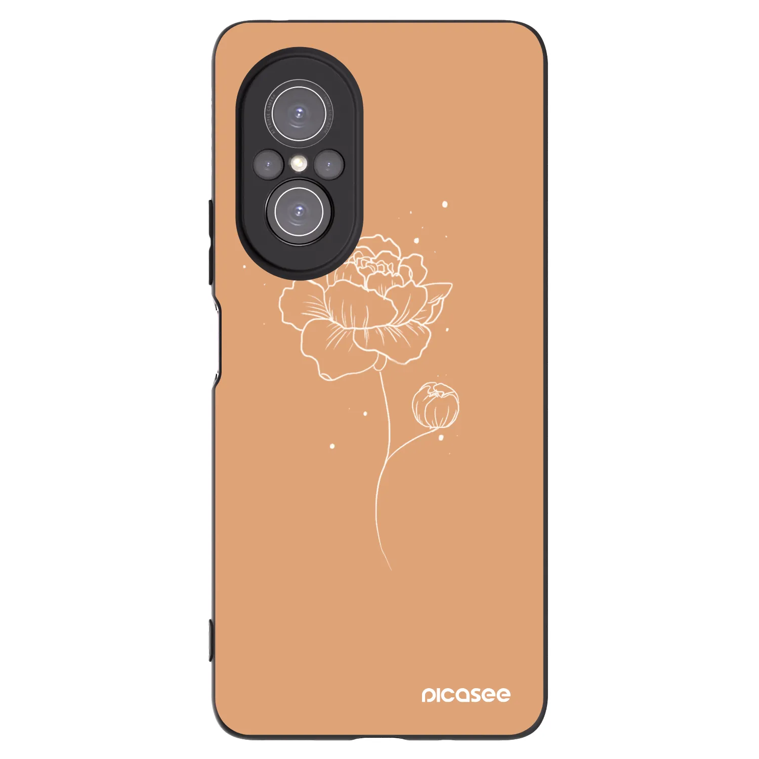 Picasee Μαύρη θήκη σιλικόνης για Huawei Nova 9 SE - Peonies