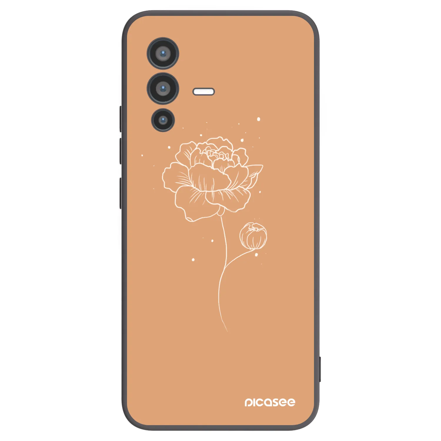Picasee Μαύρη θήκη σιλικόνης για Vivo V23 5G - Peonies