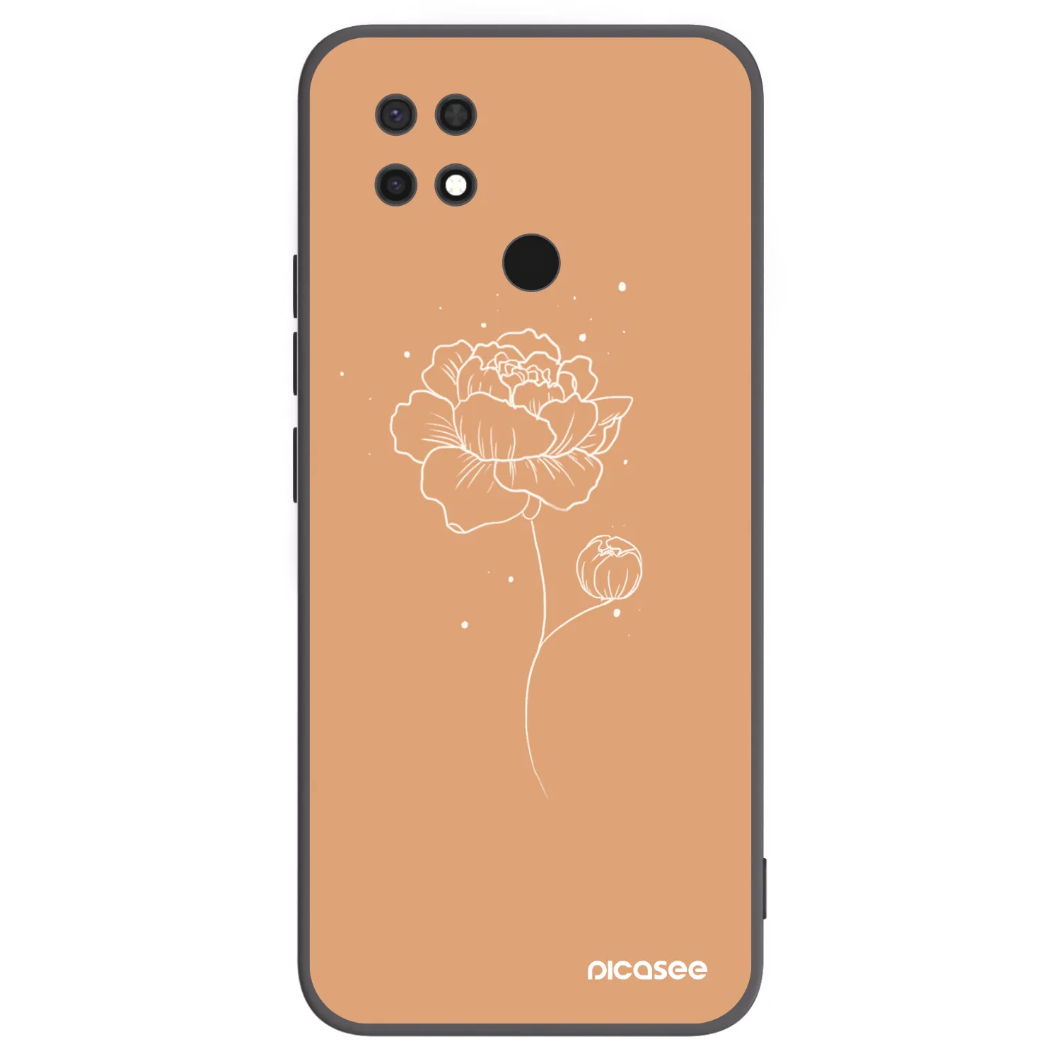 Picasee Μαύρη θήκη σιλικόνης για Xiaomi Redmi 10C - Peonies