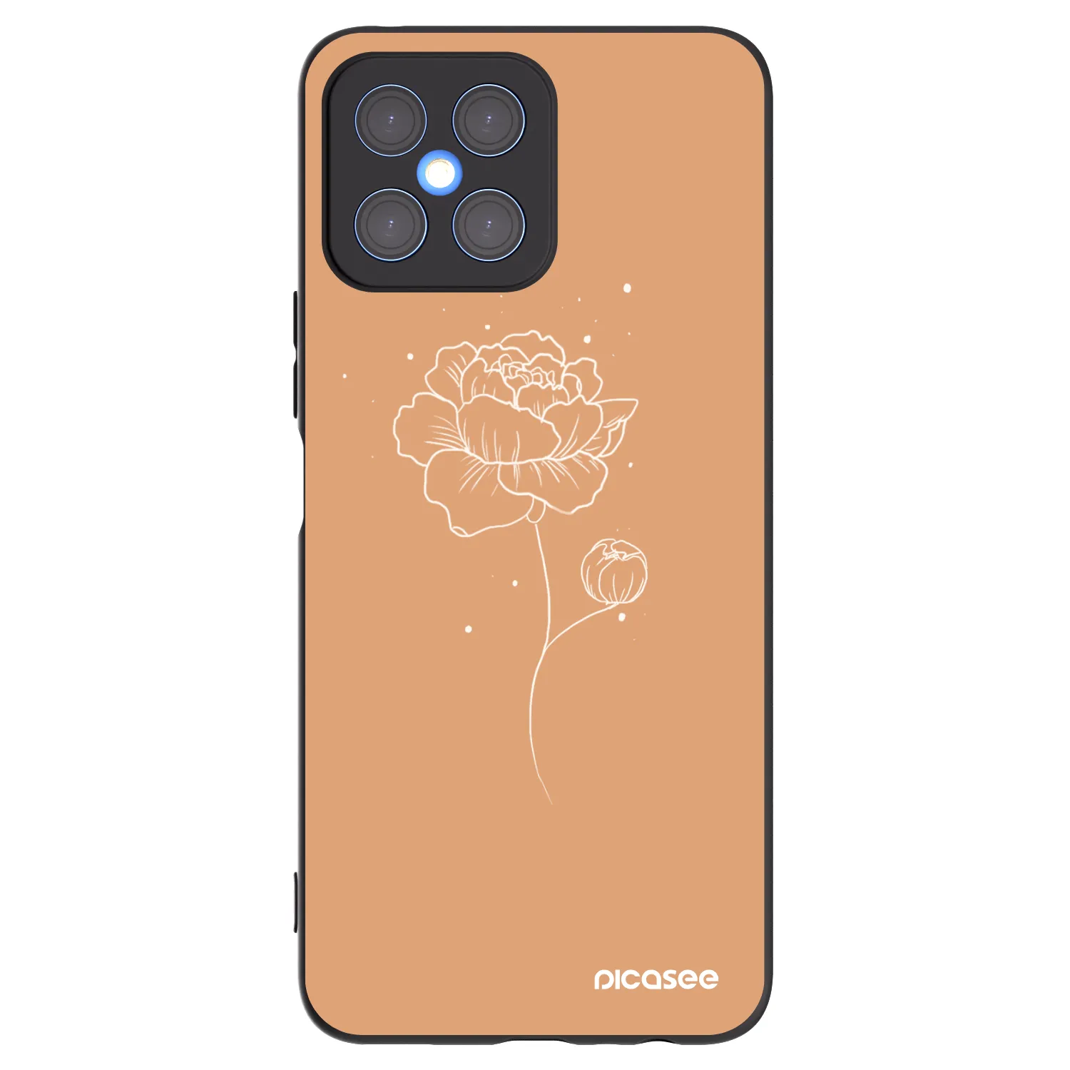 Picasee Μαύρη θήκη σιλικόνης για Honor X8 4G - Peonies