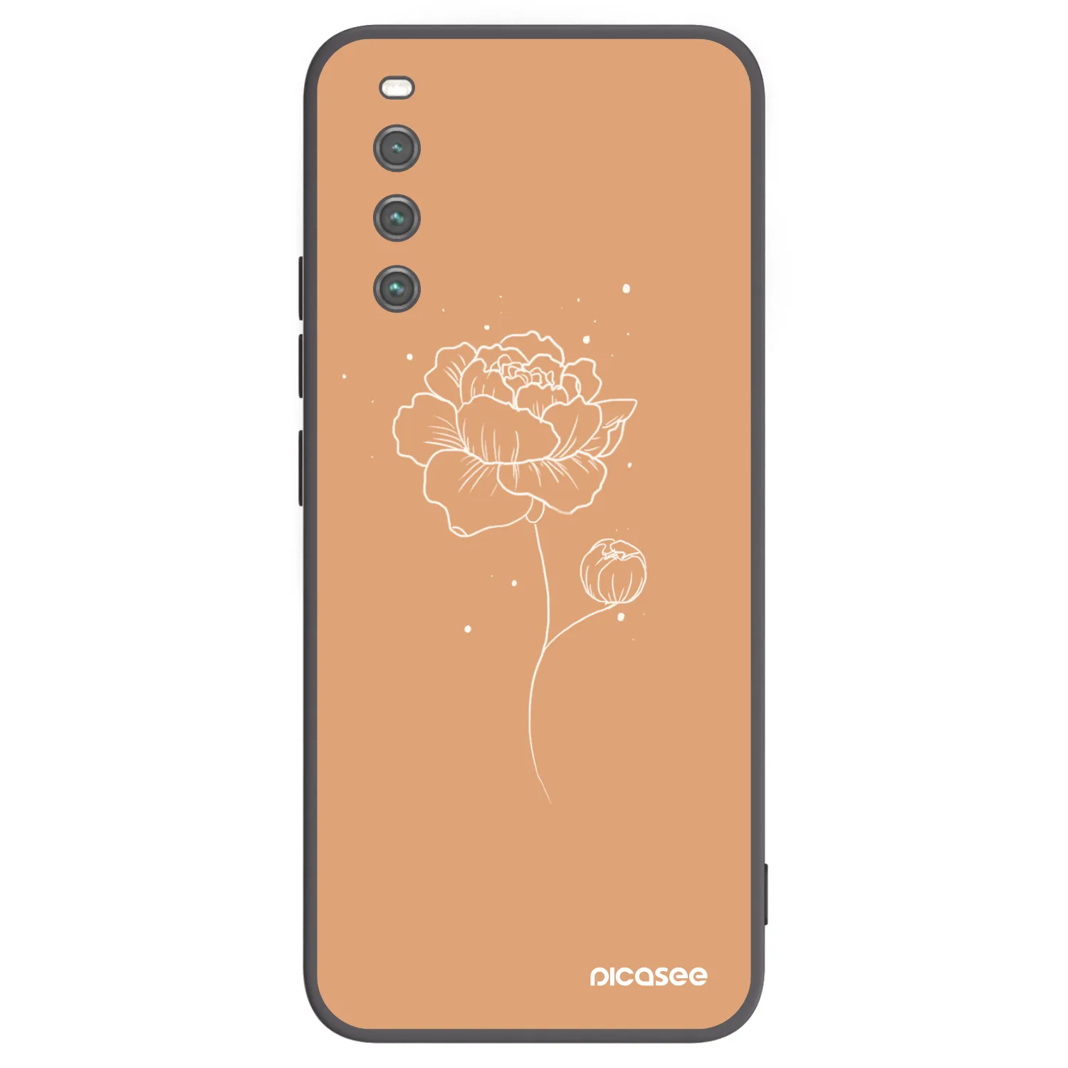 Picasee Μαύρη θήκη σιλικόνης για Sony Xperia 10 IV 5G - Peonies