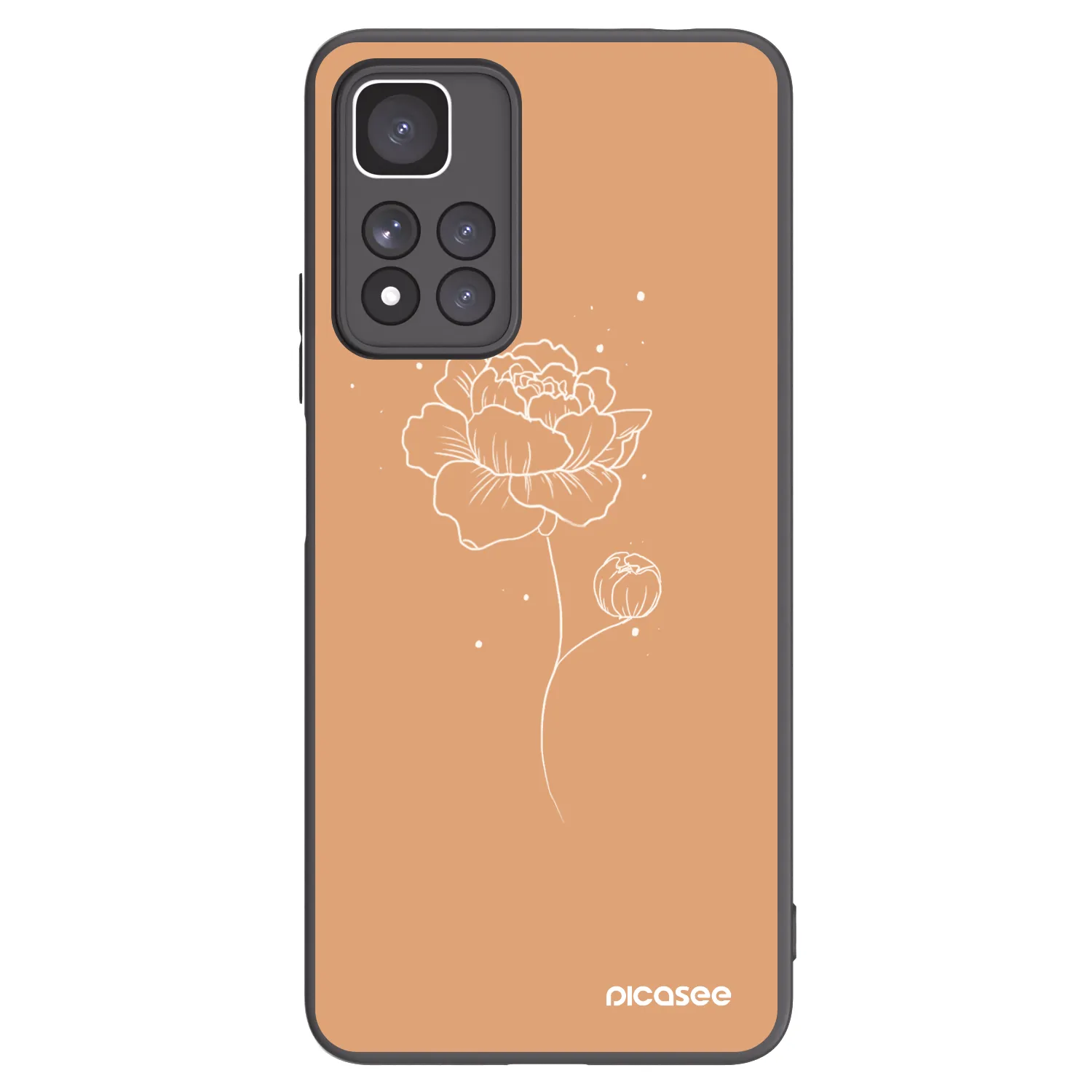 Picasee Μαύρη θήκη σιλικόνης για Xiaomi Redmi Note 11 Pro+ 5G - Peonies
