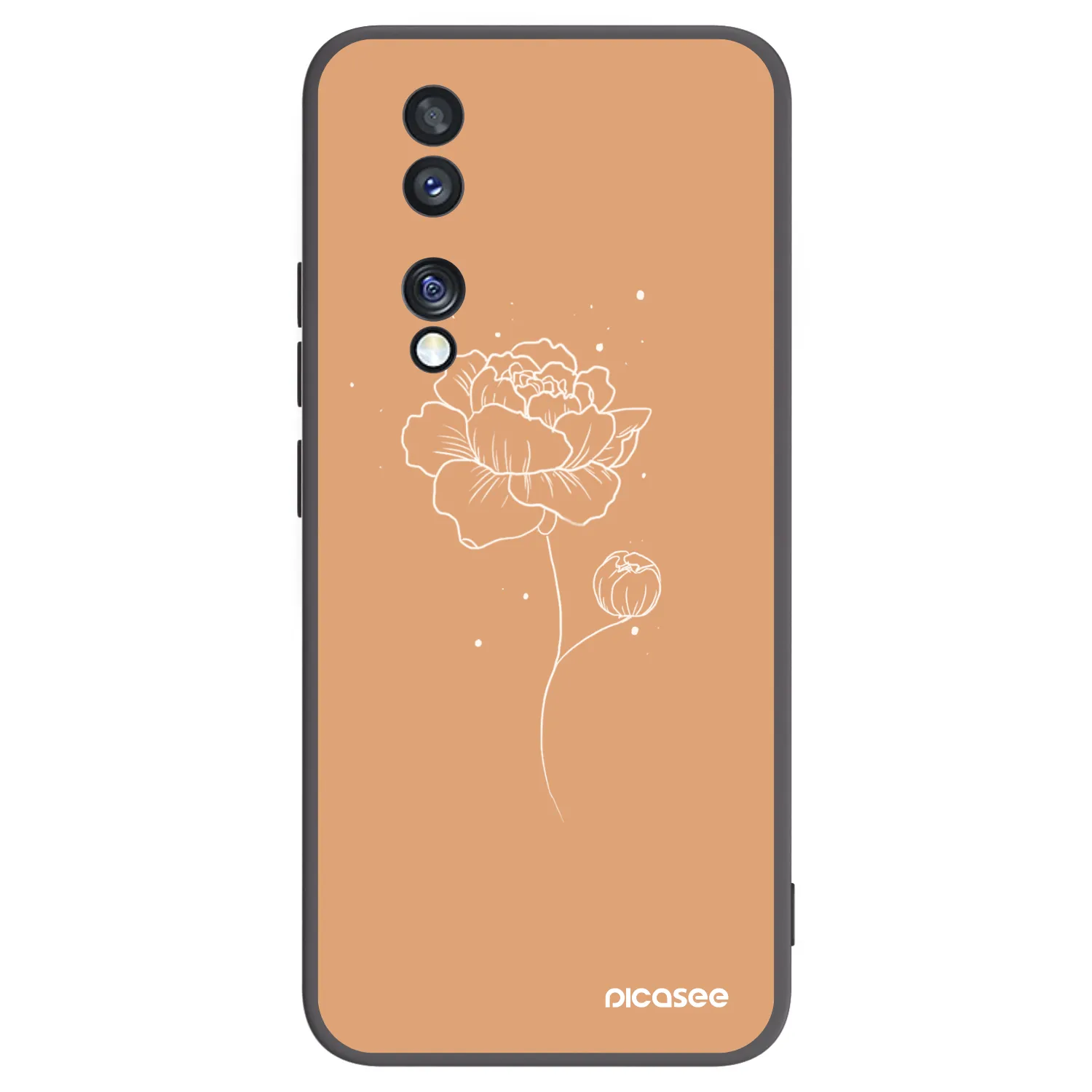 Picasee Μαύρη θήκη σιλικόνης για Honor 70 - Peonies