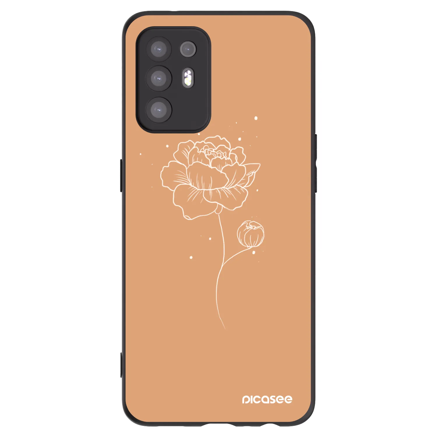 Picasee Μαύρη θήκη σιλικόνης για OPPO A94 5G - Peonies