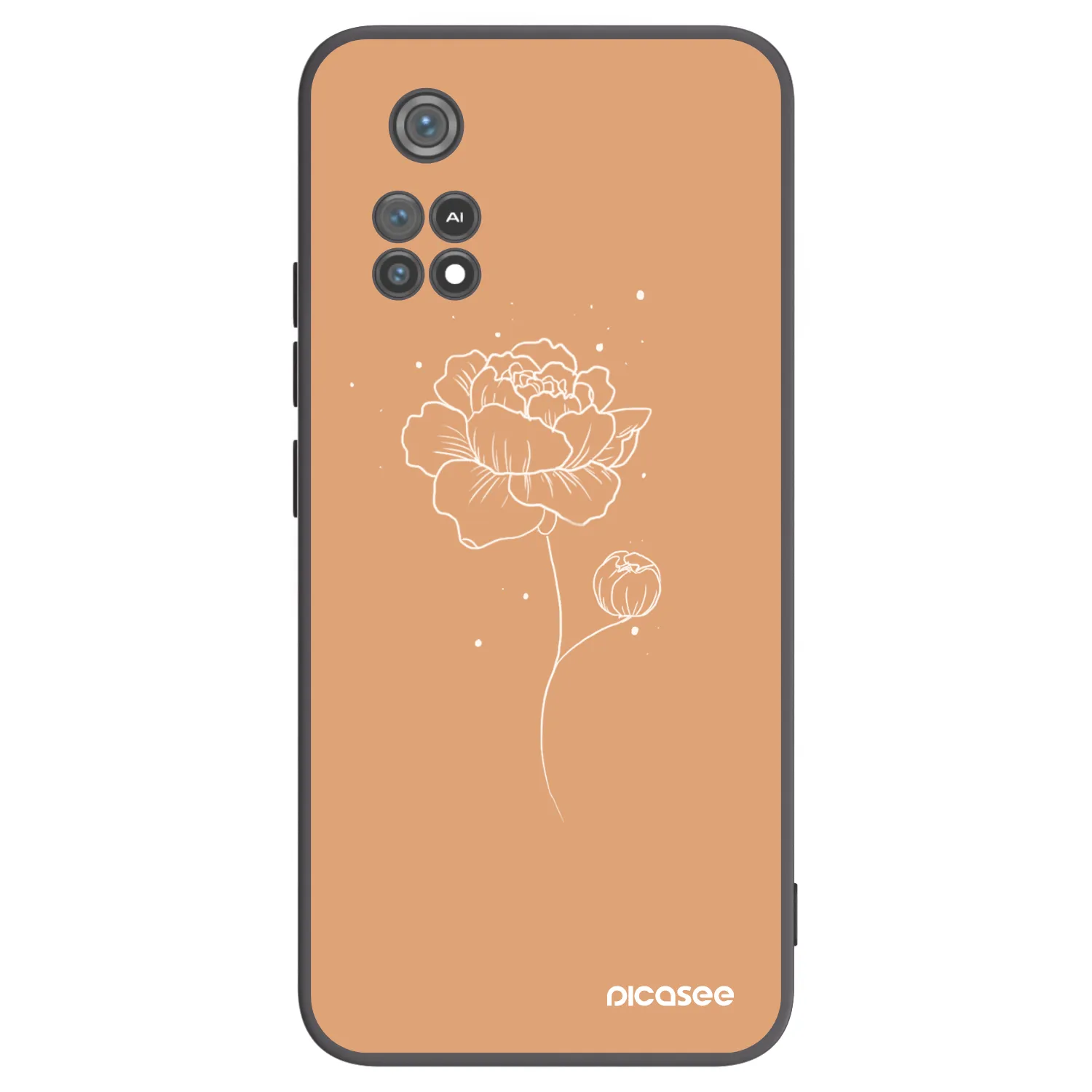 Picasee Μαύρη θήκη σιλικόνης για Xiaomi Poco M4 Pro - Peonies