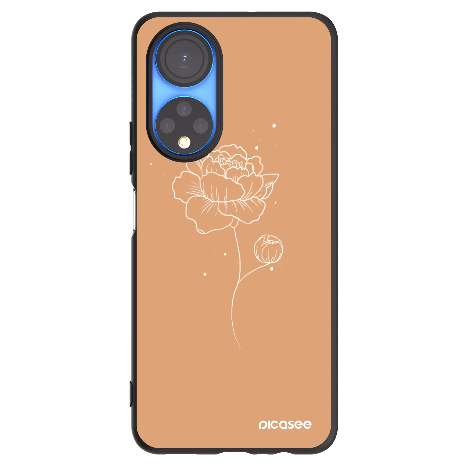 Picasee Μαύρη θήκη σιλικόνης για Honor X7 - Peonies