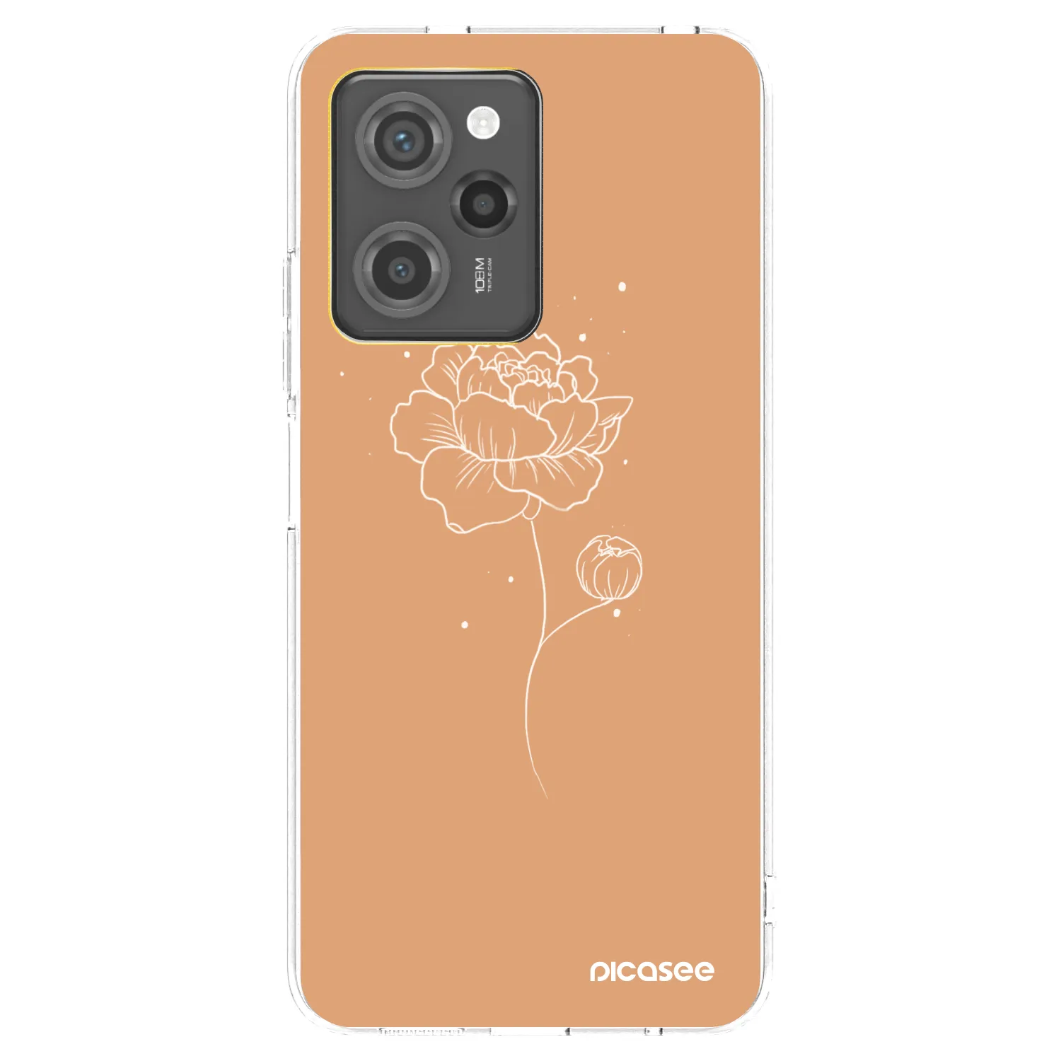 Picasee Μαύρη θήκη σιλικόνης για Xiaomi Poco X5 Pro - Peonies