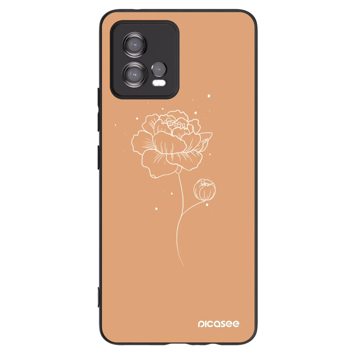 Picasee Μαύρη θήκη σιλικόνης για Motorola Moto G72 - Peonies