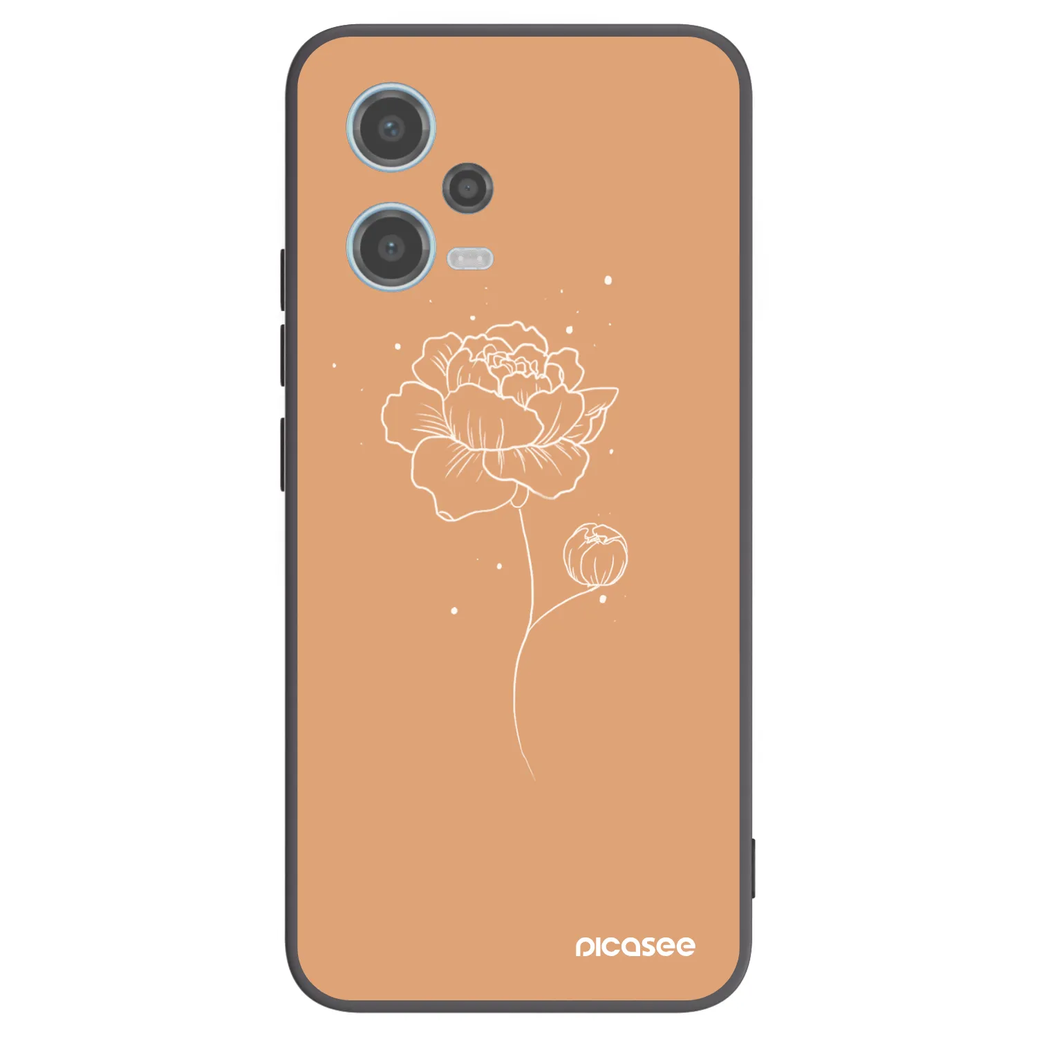 Picasee Μαύρη θήκη σιλικόνης για Xiaomi Redmi Note 12 5G - Peonies