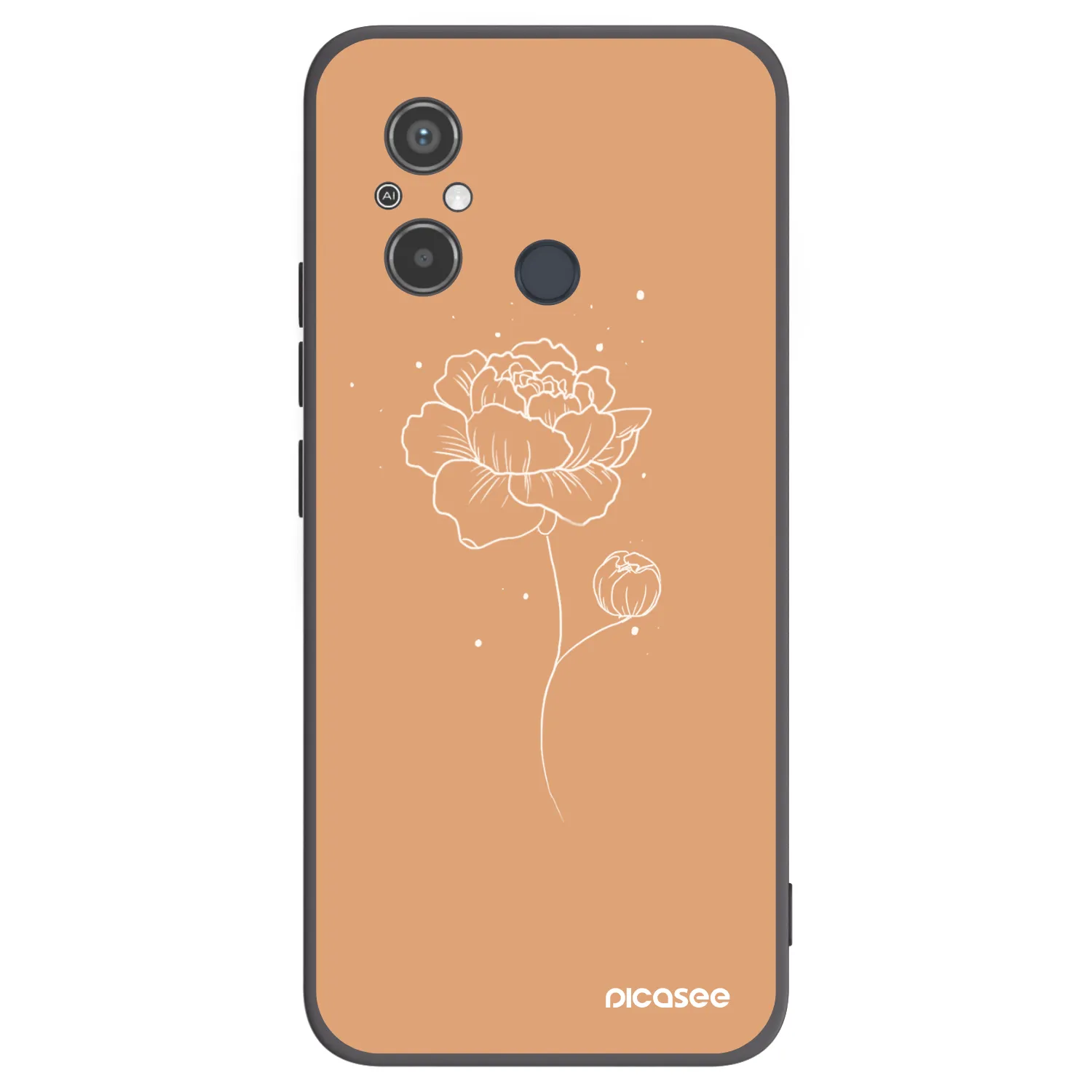 Picasee Μαύρη θήκη σιλικόνης για Xiaomi Redmi 12C - Peonies