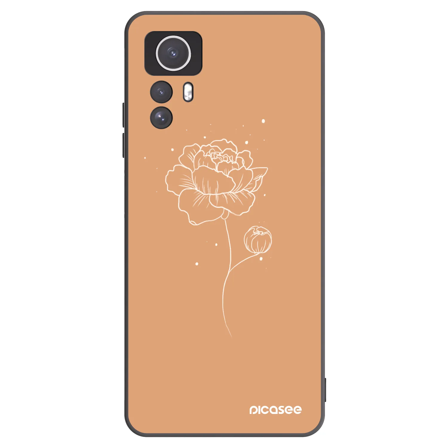 Picasee Μαύρη θήκη σιλικόνης για Xiaomi Redmi Note 12S - Peonies