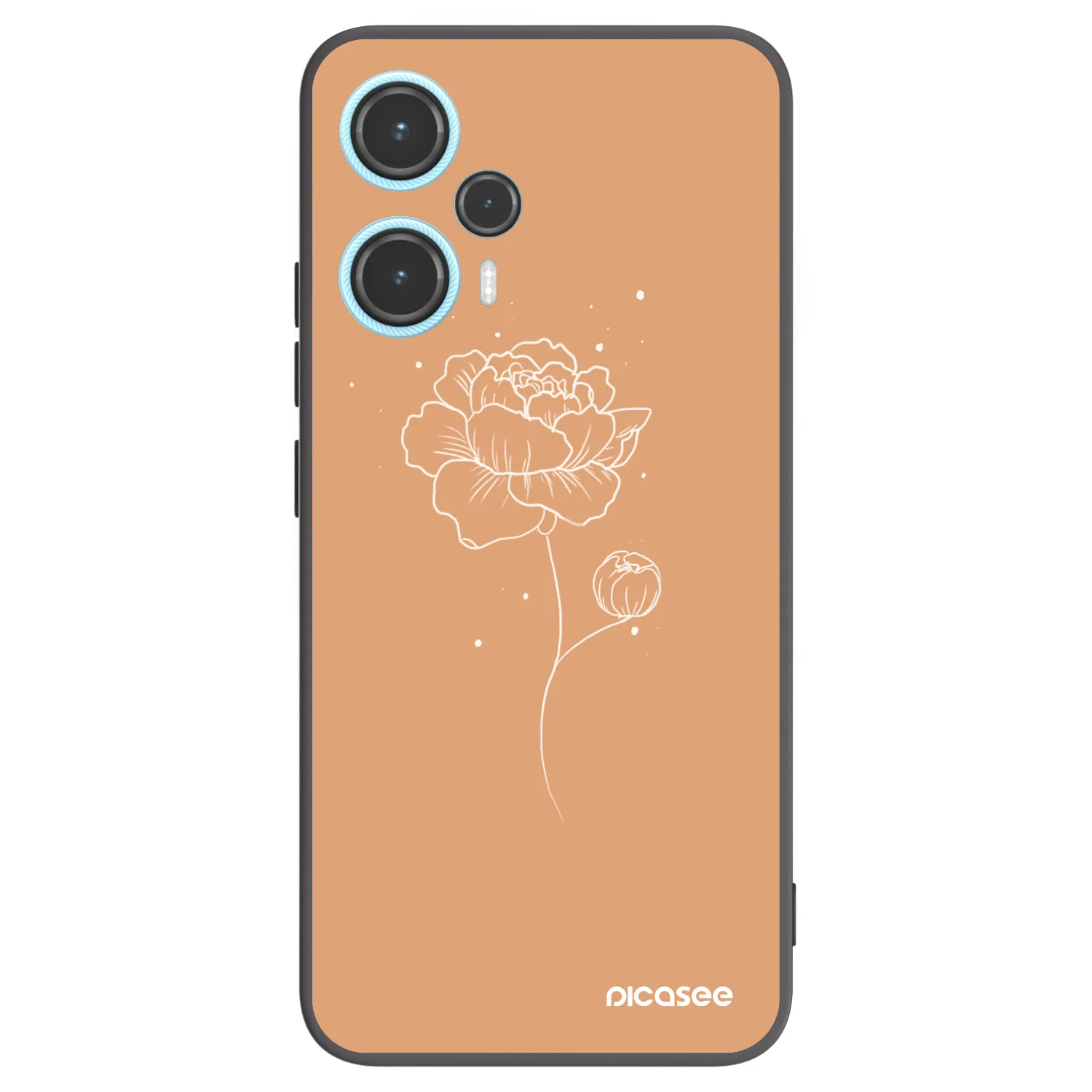 Picasee Μαύρη θήκη σιλικόνης για Xiaomi Poco F5 - Peonies