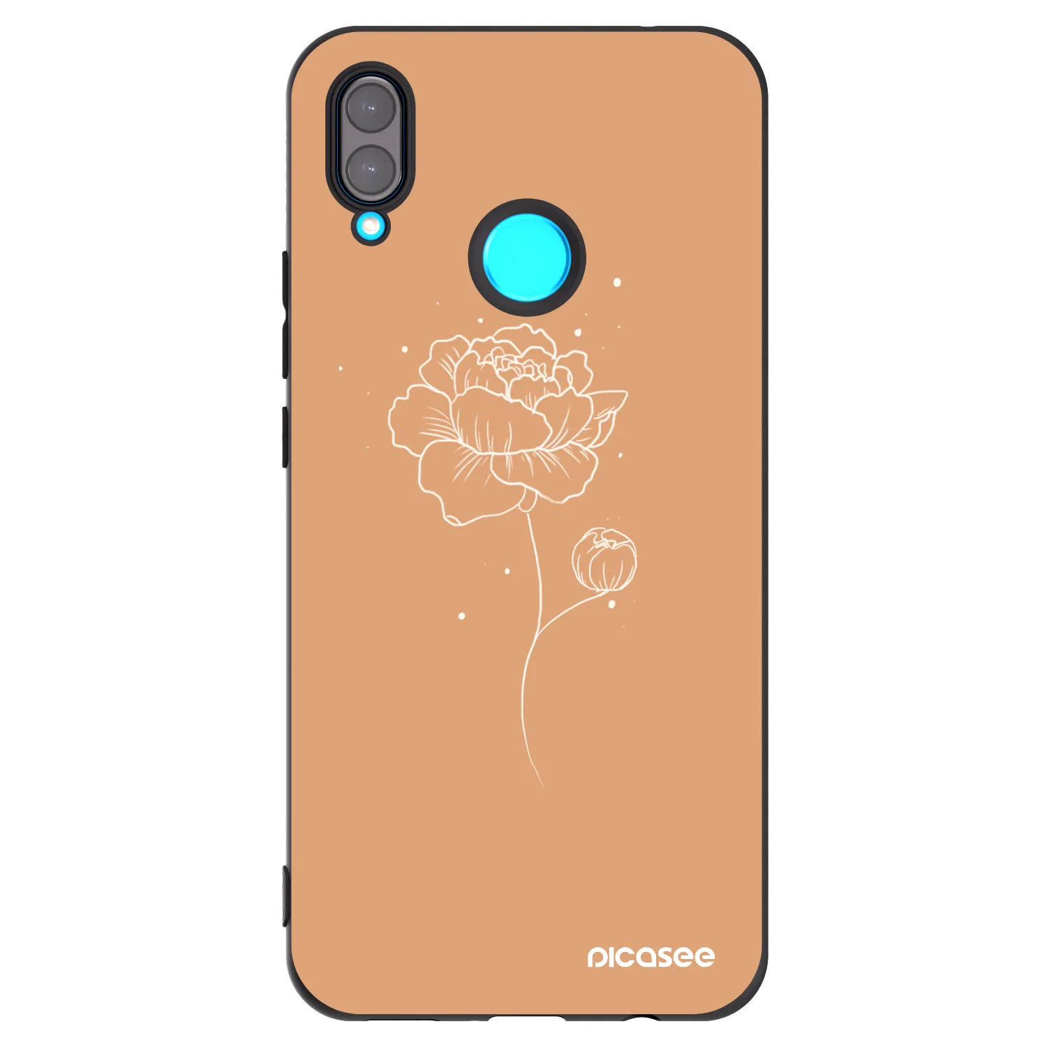 Picasee Μαύρη θήκη σιλικόνης για Huawei Nova 3i - Peonies