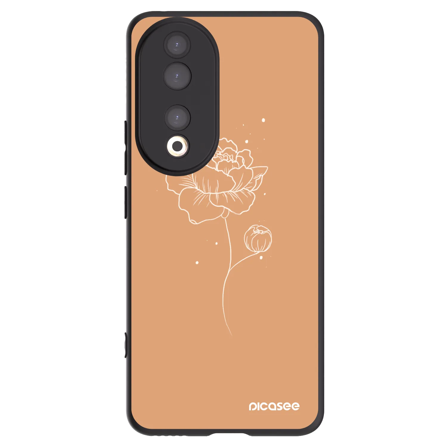 Picasee Μαύρη θήκη σιλικόνης για Honor 90 5G - Peonies