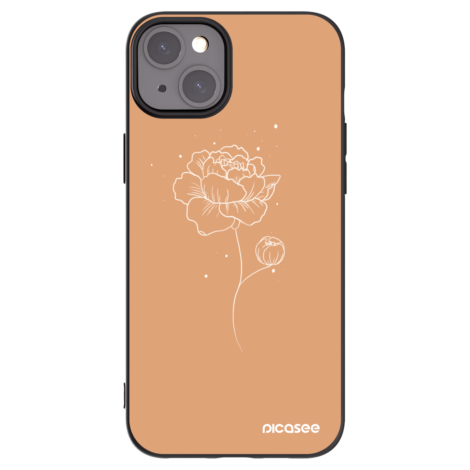 Picasee Μαύρη θήκη σιλικόνης για Apple iPhone 15 Plus - Peonies