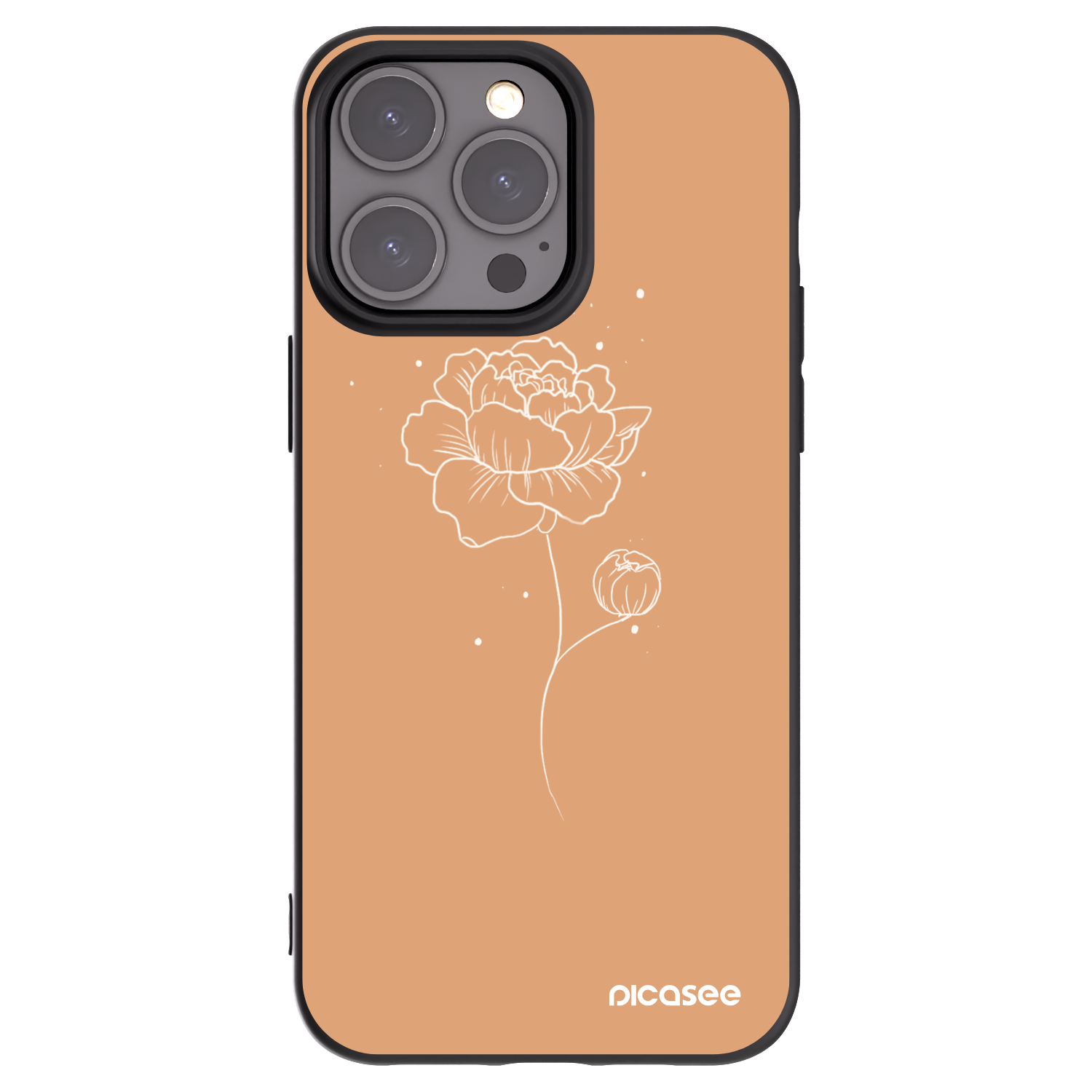 Picasee Μαύρη θήκη σιλικόνης για Apple iPhone 15 Pro Max - Peonies
