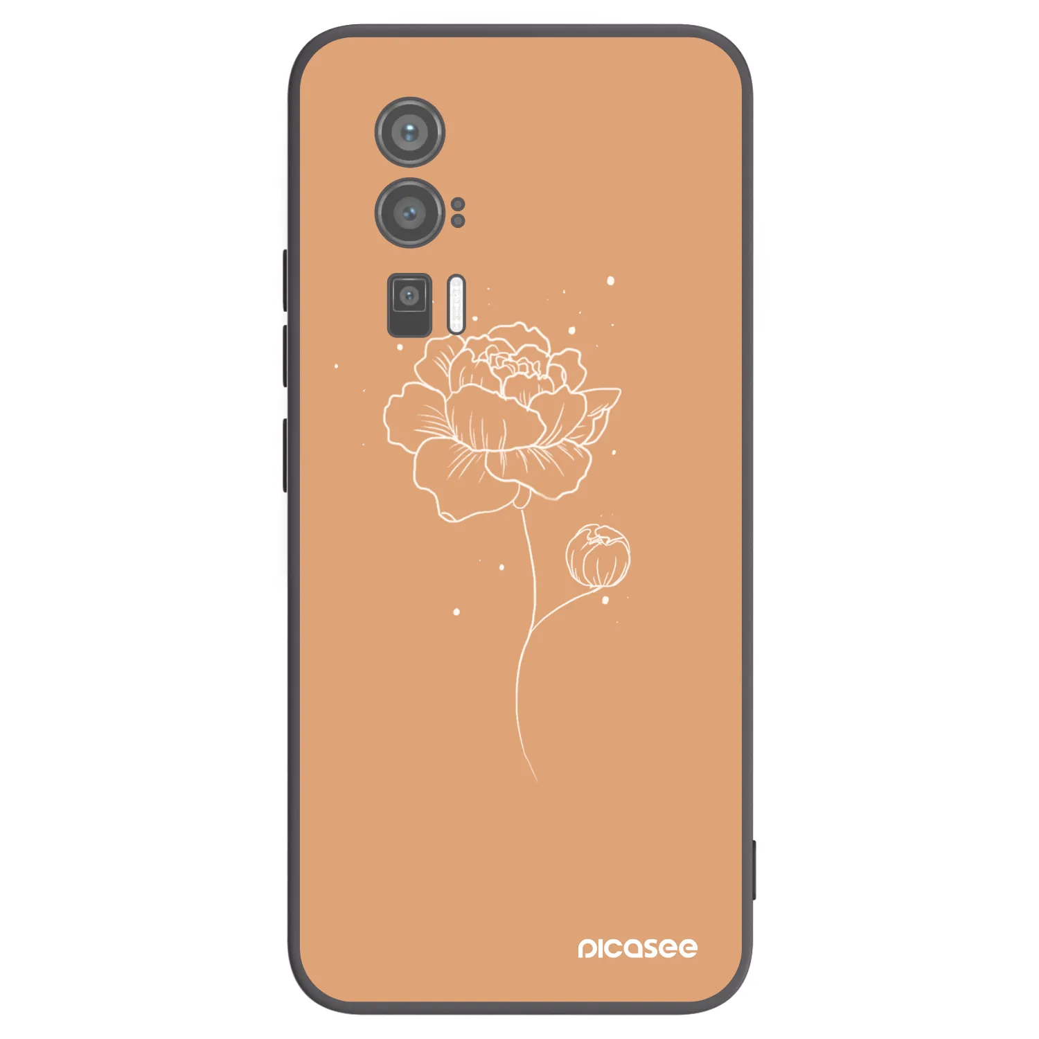 Picasee Μαύρη θήκη σιλικόνης για Xiaomi Poco F5 Pro 5G - Peonies