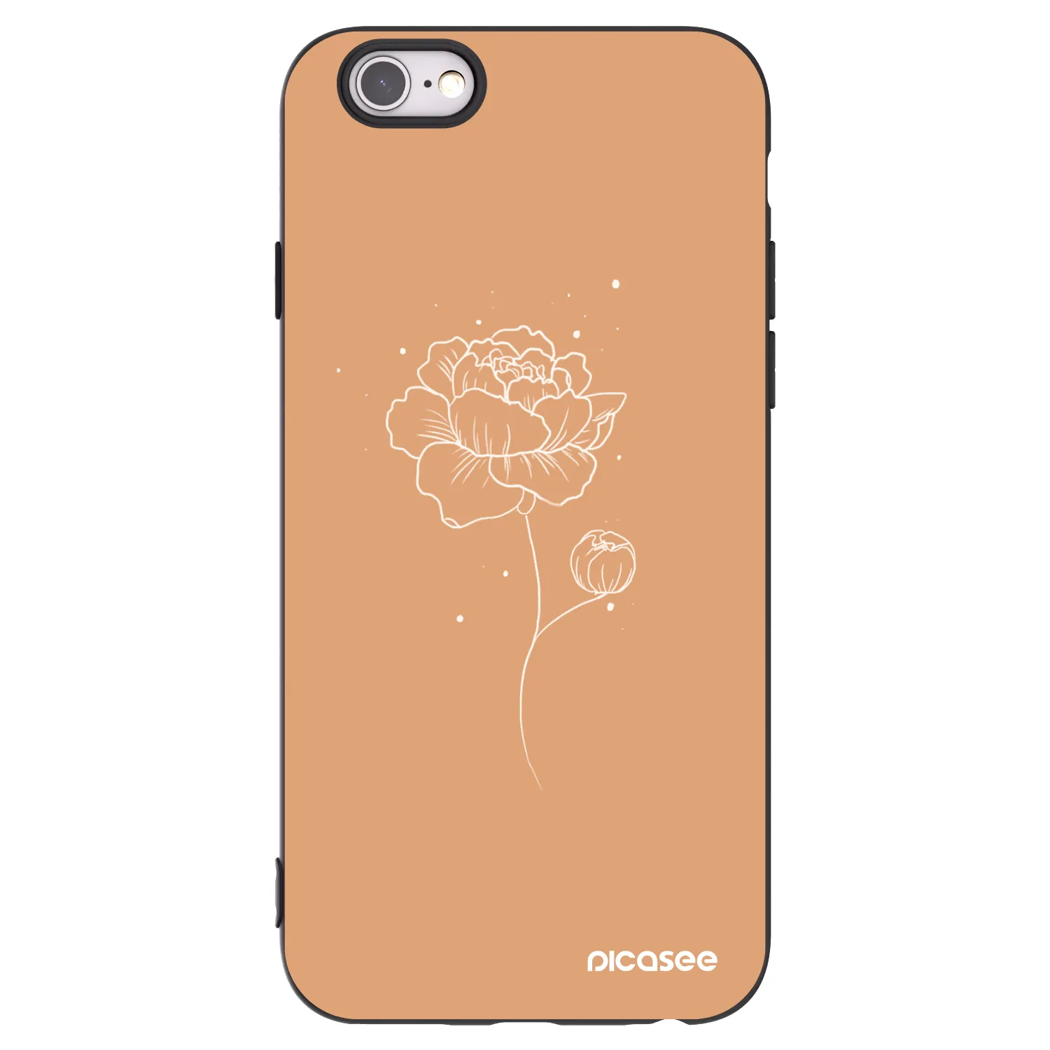 Picasee Μαύρη θήκη σιλικόνης για Apple iPhone 6/6S - Peonies