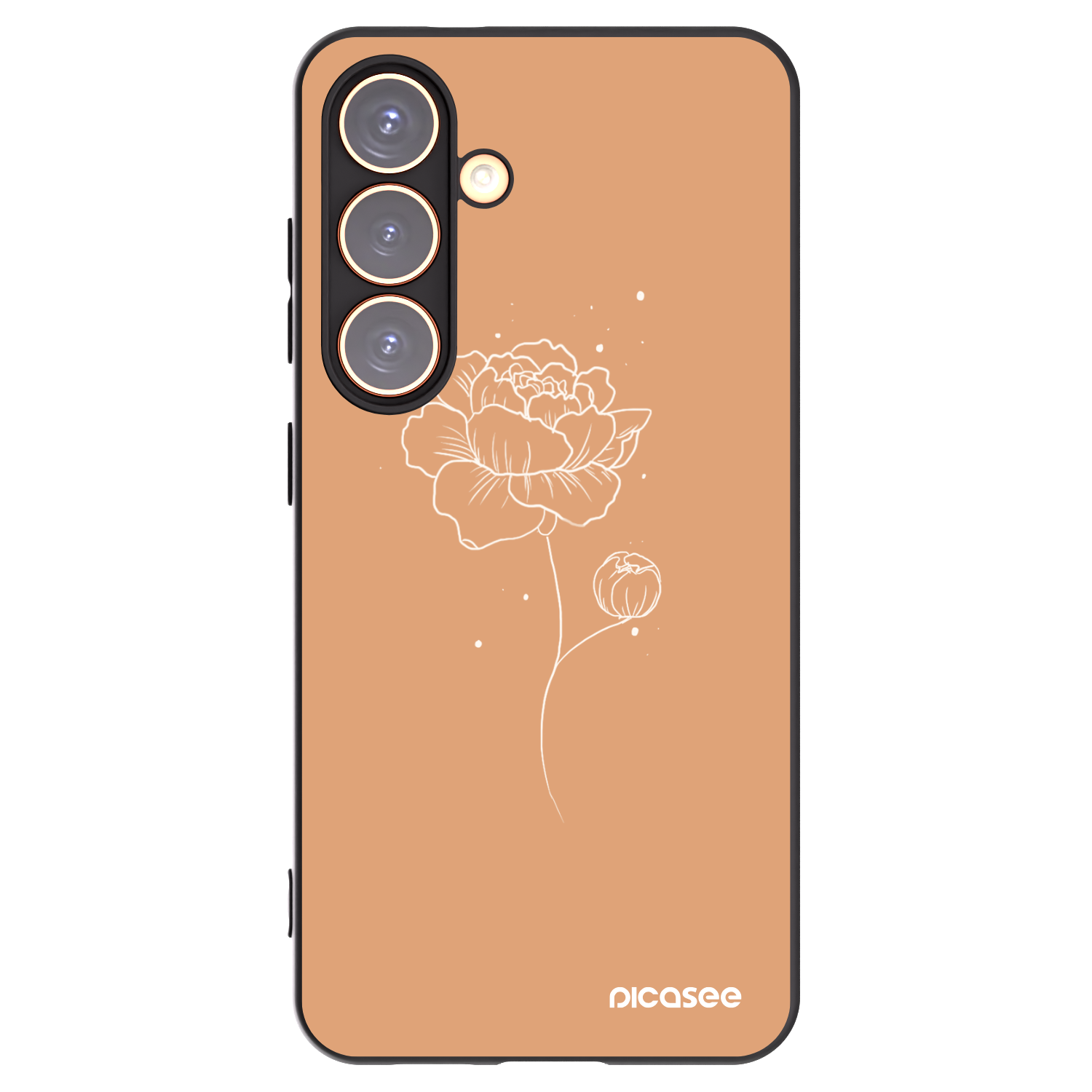 Picasee Μαύρη θήκη σιλικόνης για Samsung Galaxy S24 S921B 5G - Peonies