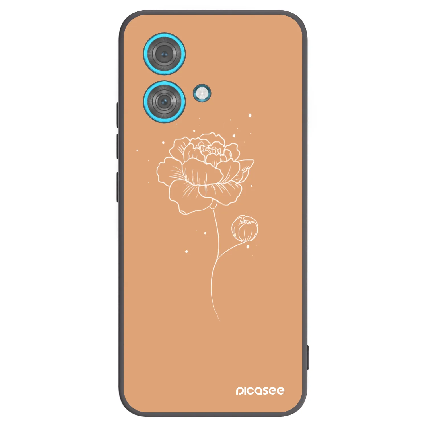 Picasee Μαύρη θήκη σιλικόνης για Motorola Edge 40 Neo - Peonies