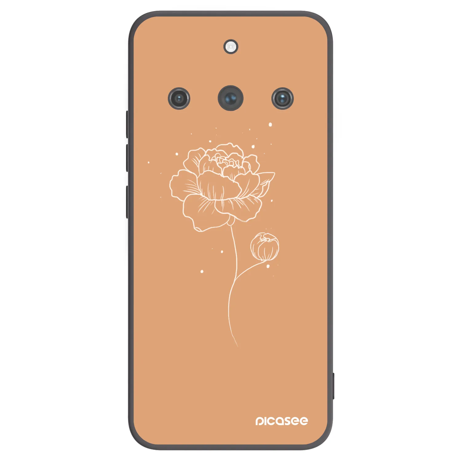 Picasee Μαύρη θήκη σιλικόνης για Realme 11 Pro+ - Peonies