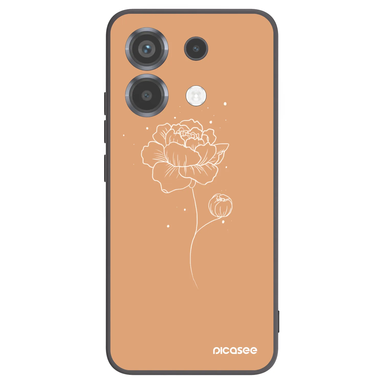 Picasee Μαύρη θήκη σιλικόνης για Xiaomi Poco X6 - Peonies