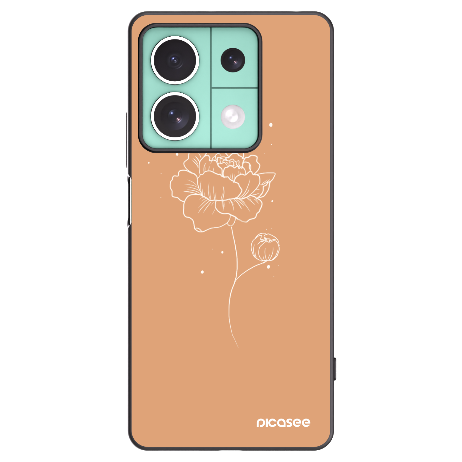 Picasee Μαύρη θήκη σιλικόνης για Xiaomi Redmi Note 13 5G - Peonies