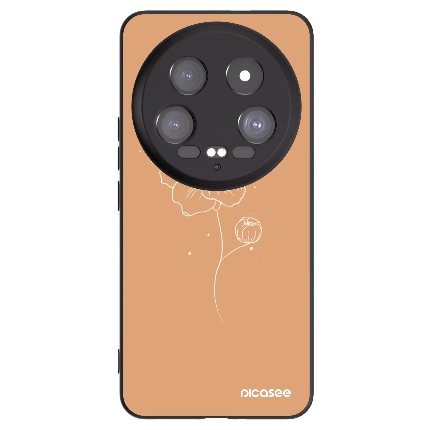 Picasee Μαύρη θήκη σιλικόνης για Xiaomi 14 Ultra - Peonies