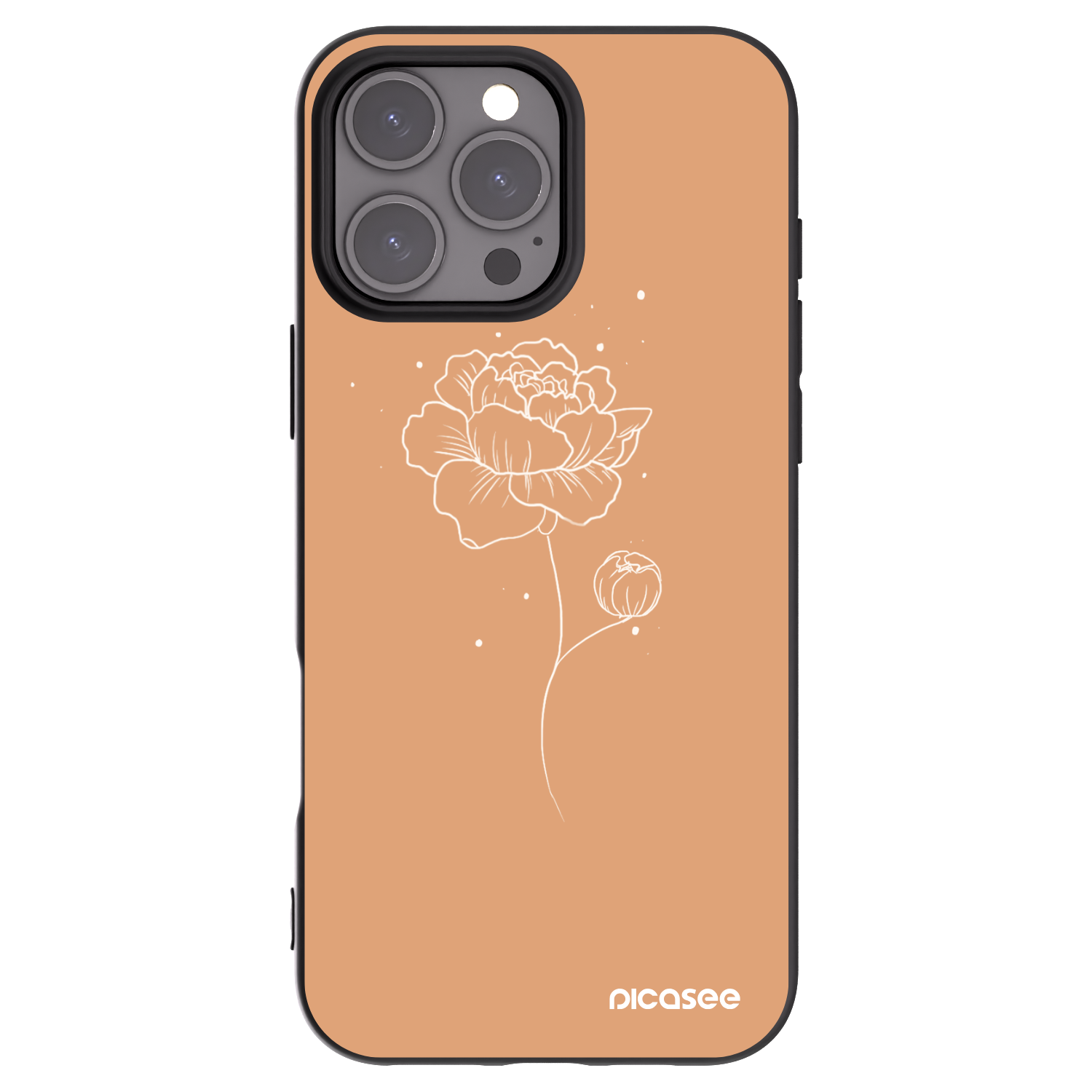 Picasee Μαύρη θήκη σιλικόνης για Apple iPhone 16 Pro Max - Peonies