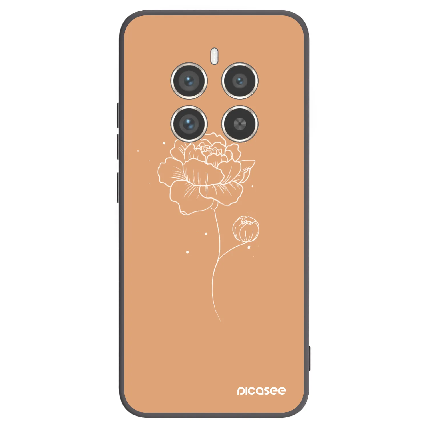 Picasee Μαύρη θήκη σιλικόνης για Realme 12 Pro 5G - Peonies
