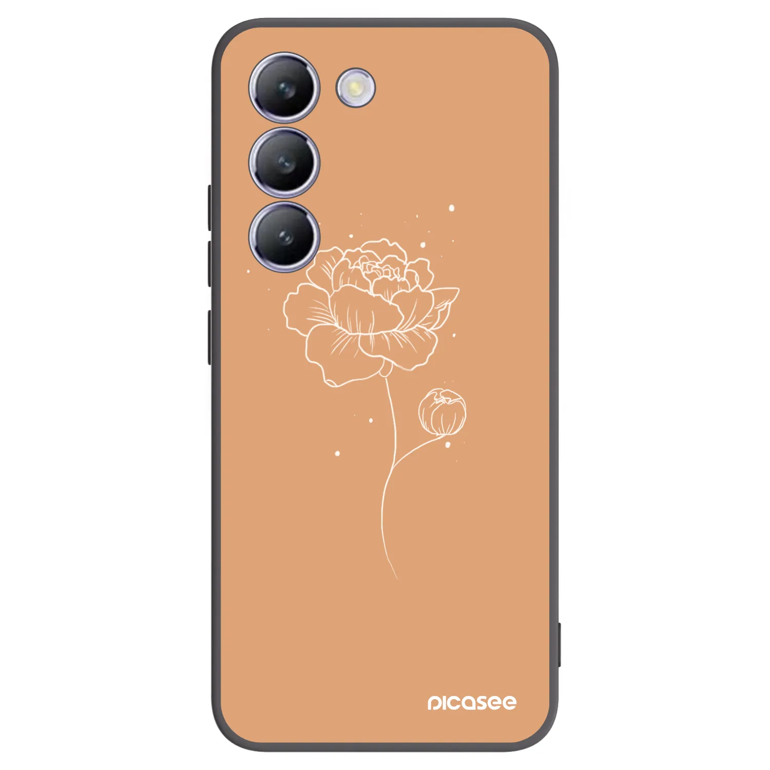 Picasee Μαύρη θήκη σιλικόνης για Vivo V40 SE 5G - Peonies