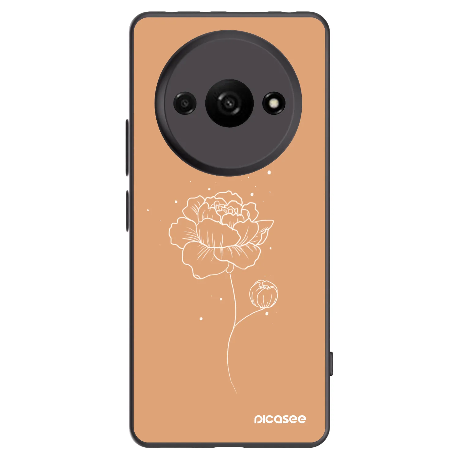 Picasee Μαύρη θήκη σιλικόνης για Xiaomi Redmi A3 - Peonies
