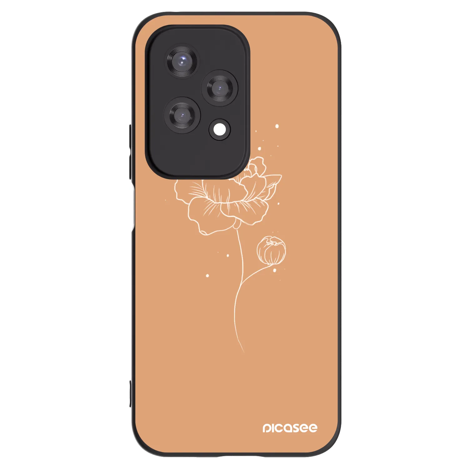 Picasee Μαύρη θήκη σιλικόνης για Honor 200 Lite - Peonies