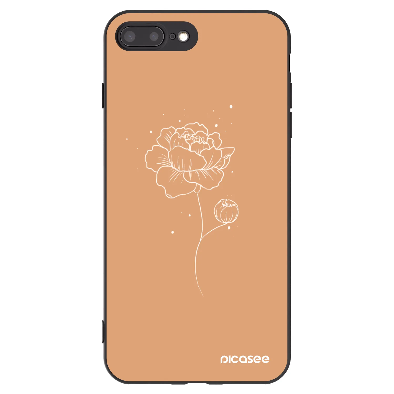 Picasee Μαύρη θήκη σιλικόνης για Apple iPhone 7 Plus - Peonies