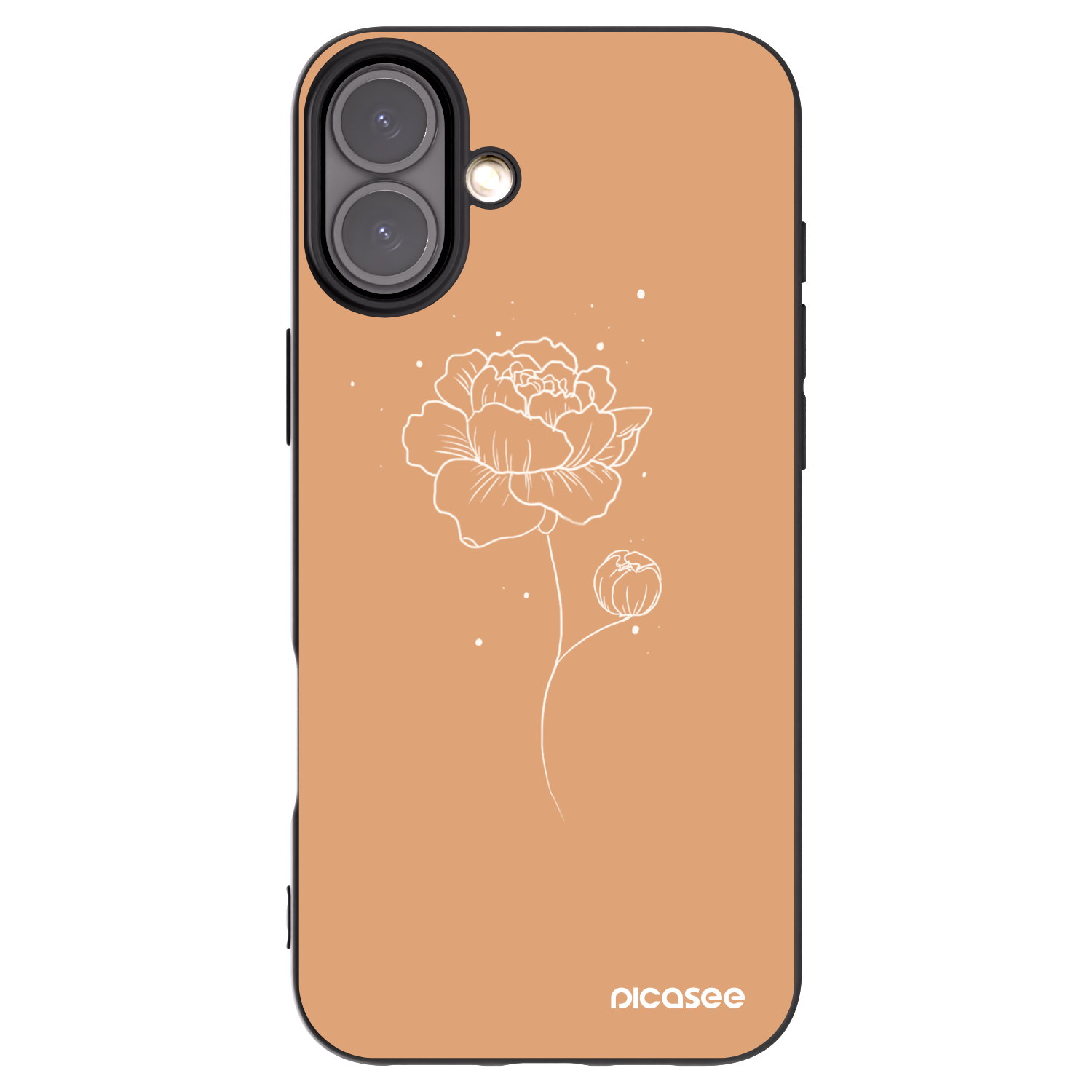 Picasee Μαύρη θήκη σιλικόνης για Apple iPhone 16 Plus - Peonies