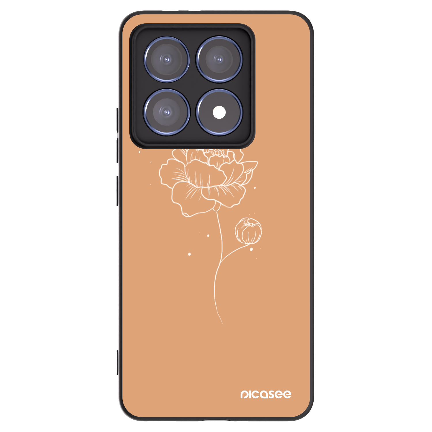 Picasee Μαύρη θήκη σιλικόνης για Xiaomi 14T Pro - Peonies