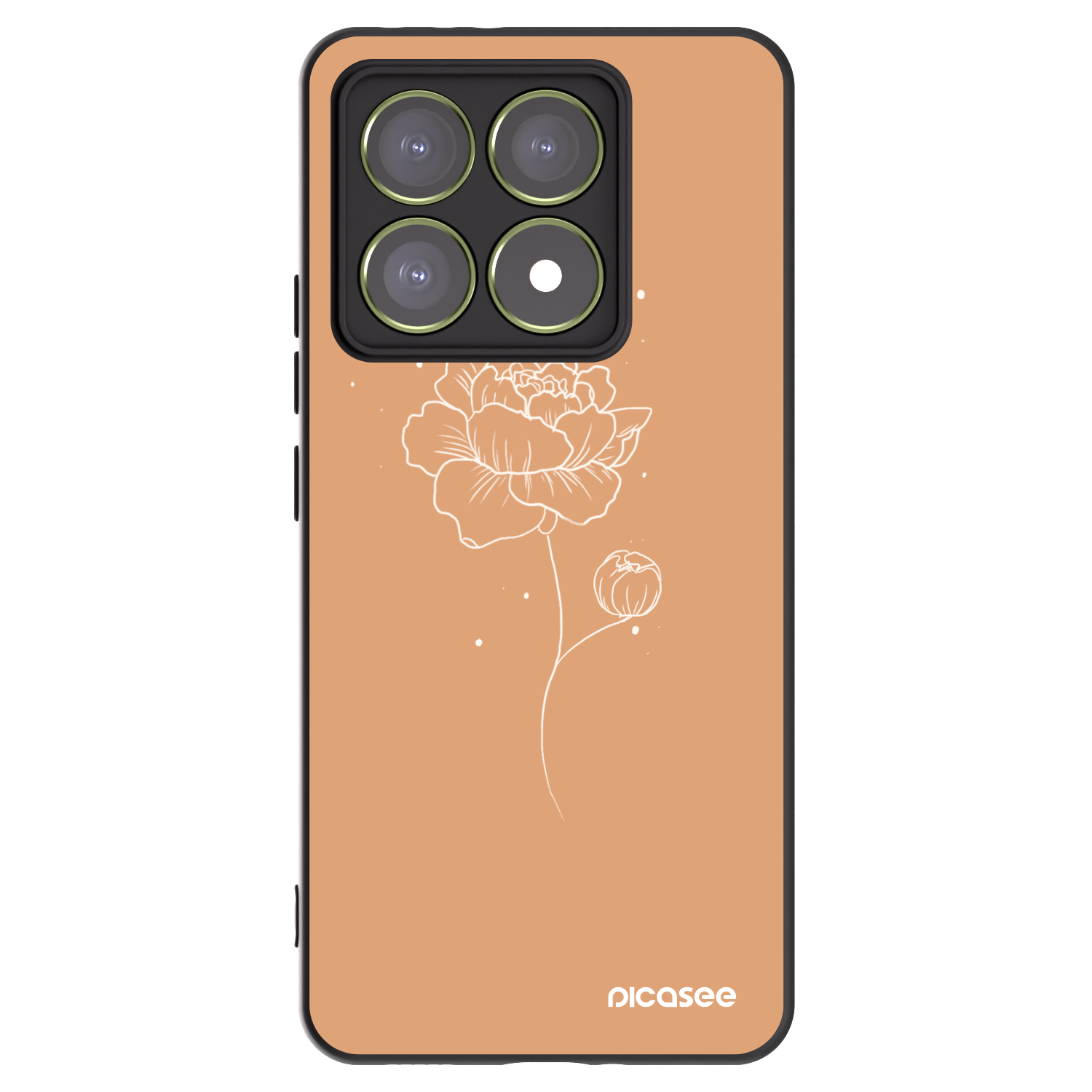 Picasee Μαύρη θήκη σιλικόνης για Xiaomi 14T - Peonies