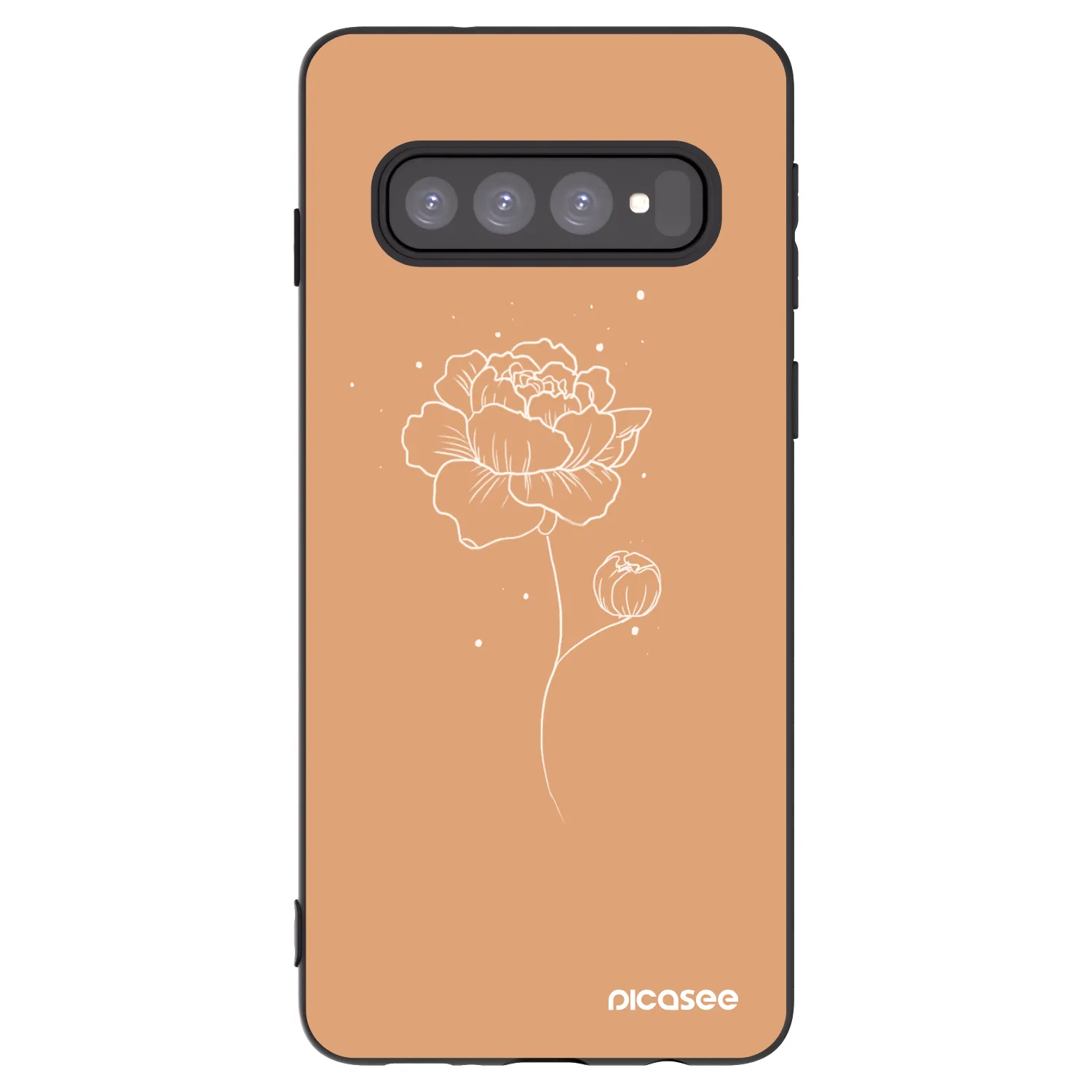 Picasee Μαύρη θήκη σιλικόνης για Samsung Galaxy S10 G973 - Peonies