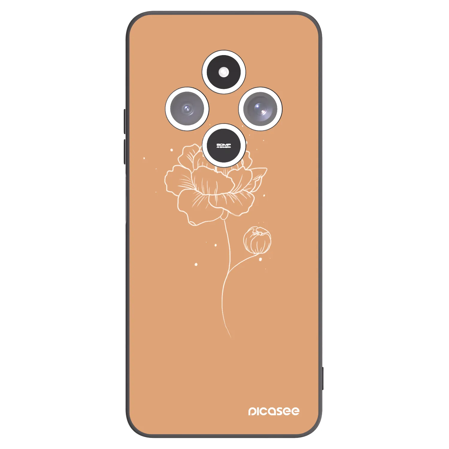 Picasee Μαύρη θήκη σιλικόνης για Xiaomi Redmi 14C - Peonies