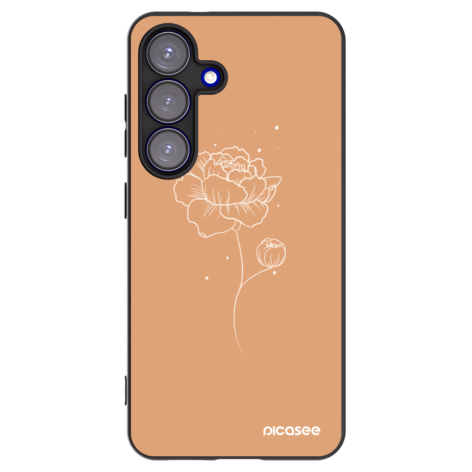 Picasee Μαύρη θήκη σιλικόνης για Samsung Galaxy S25 5G - Peonies