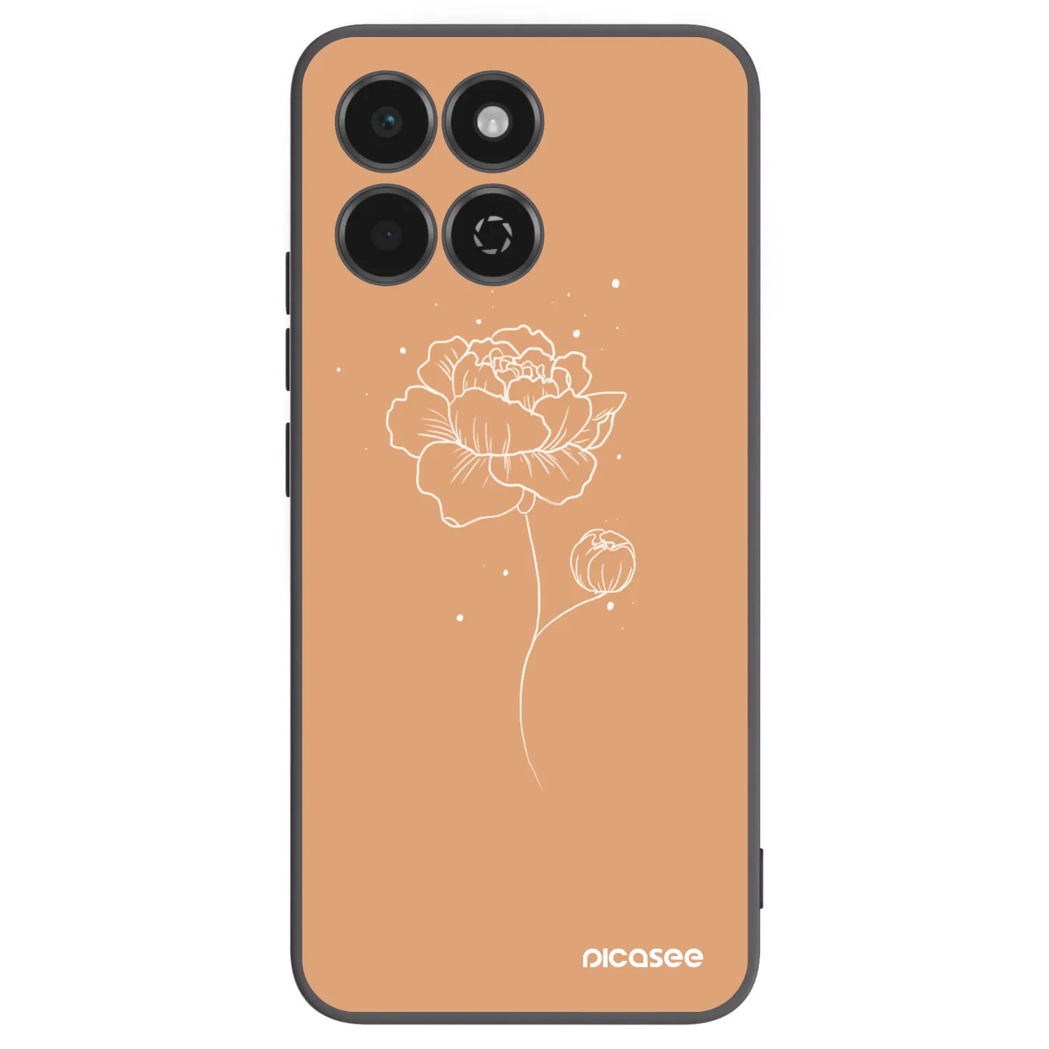 Picasee Μαύρη θήκη σιλικόνης για Honor 200 Smart 5G - Peonies