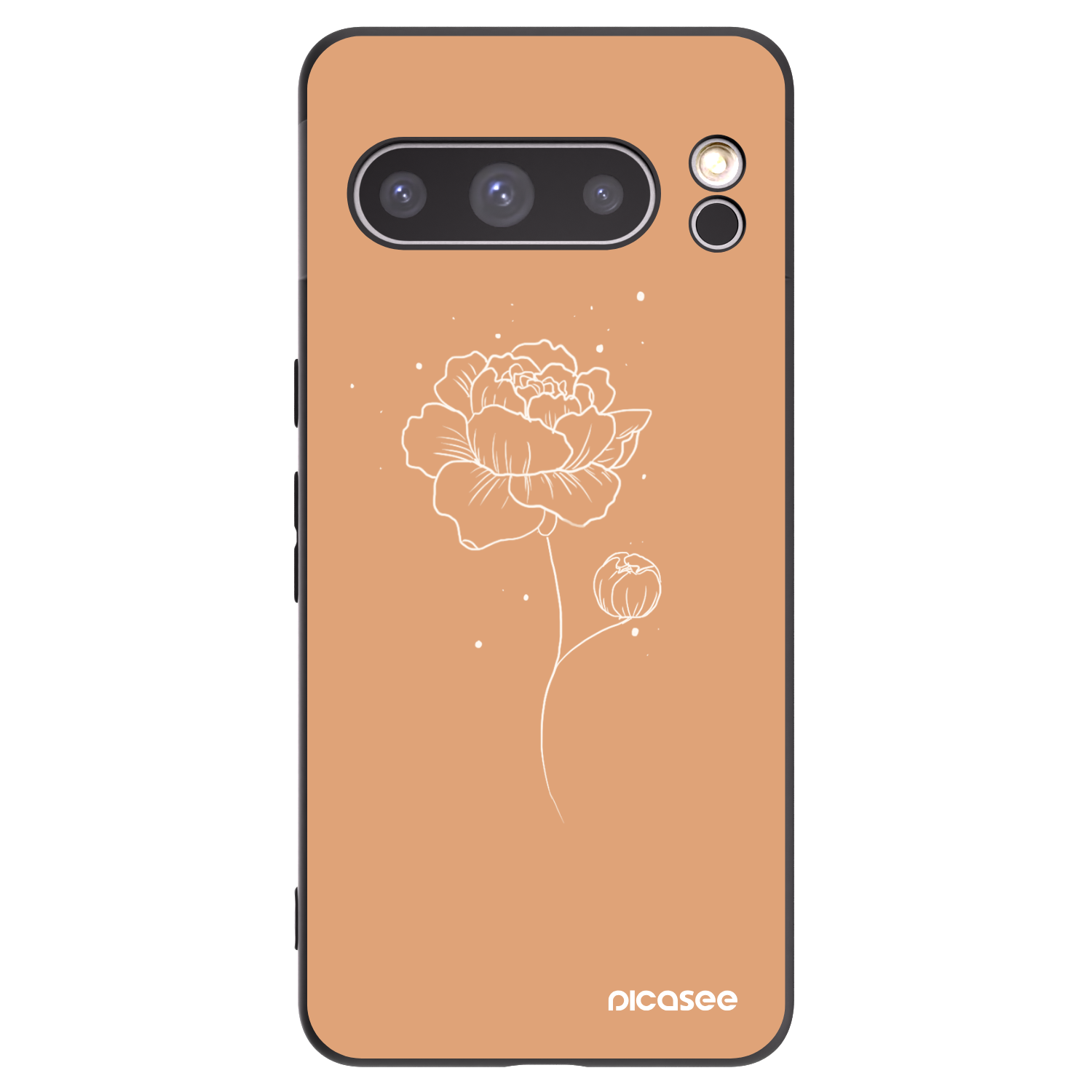 Picasee Μαύρη θήκη σιλικόνης για Google Pixel 8 Pro - Peonies