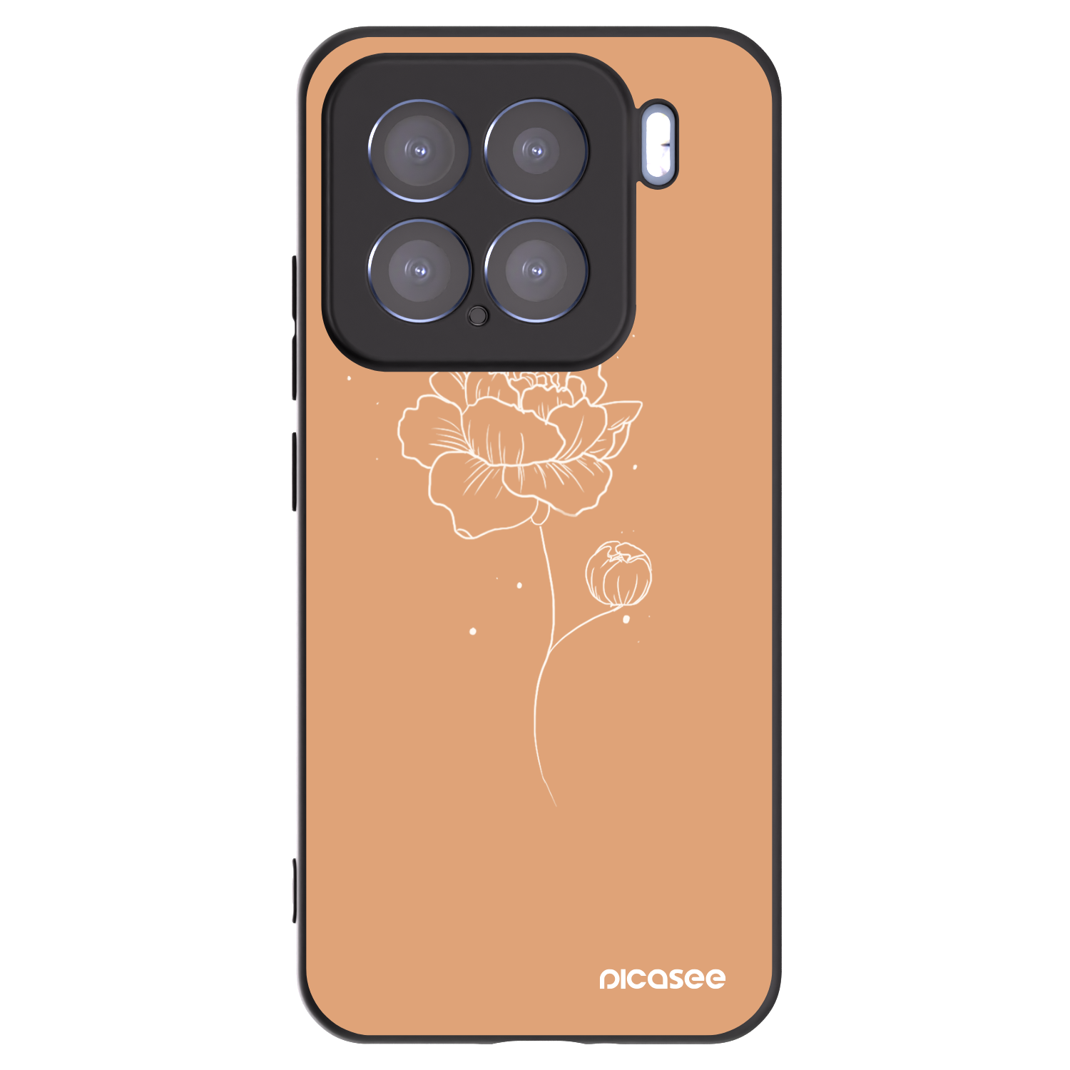 Picasee Μαύρη θήκη σιλικόνης για Xiaomi 15 - Peonies